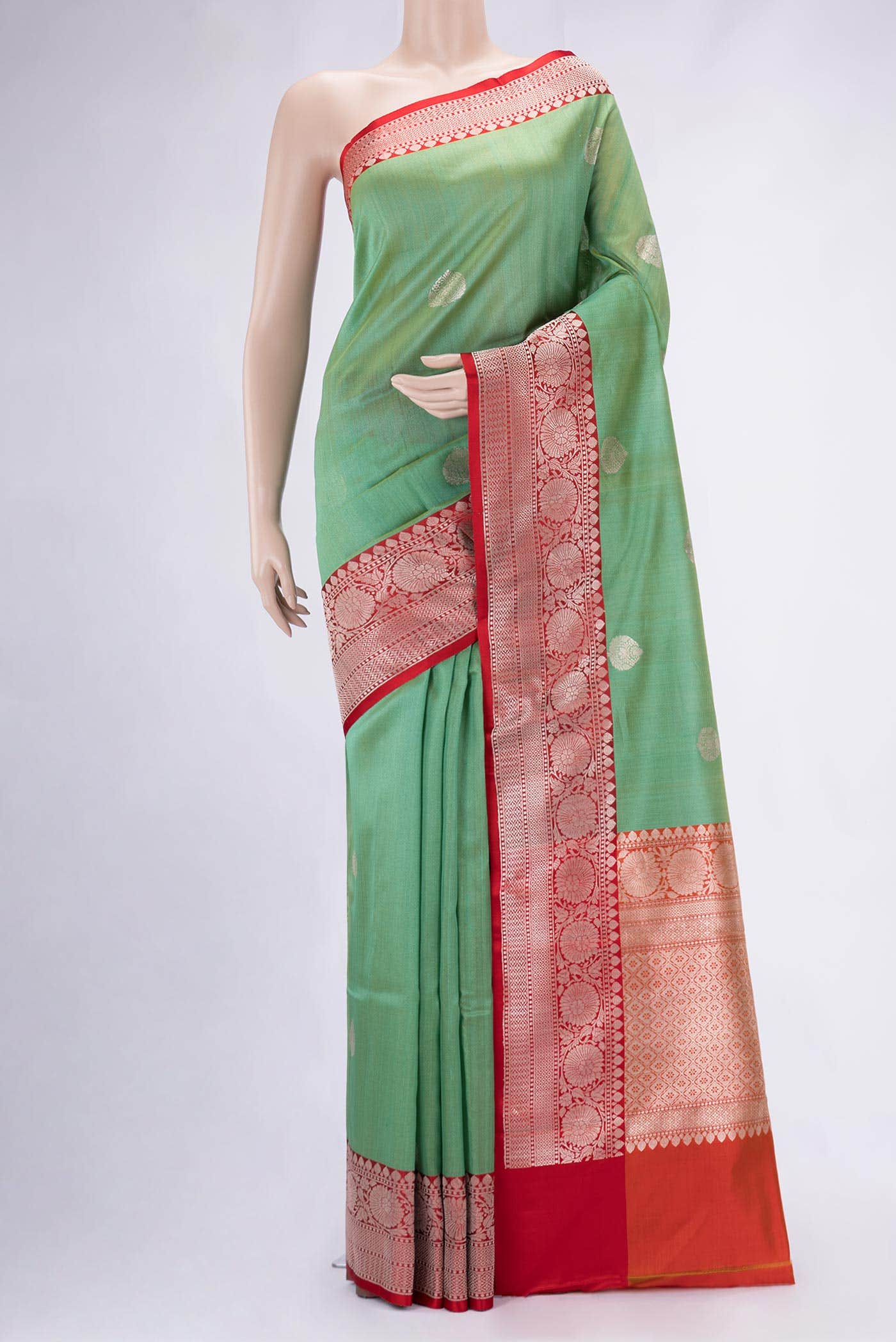 Sea Green Dual Tone Banarasi Silk Saree