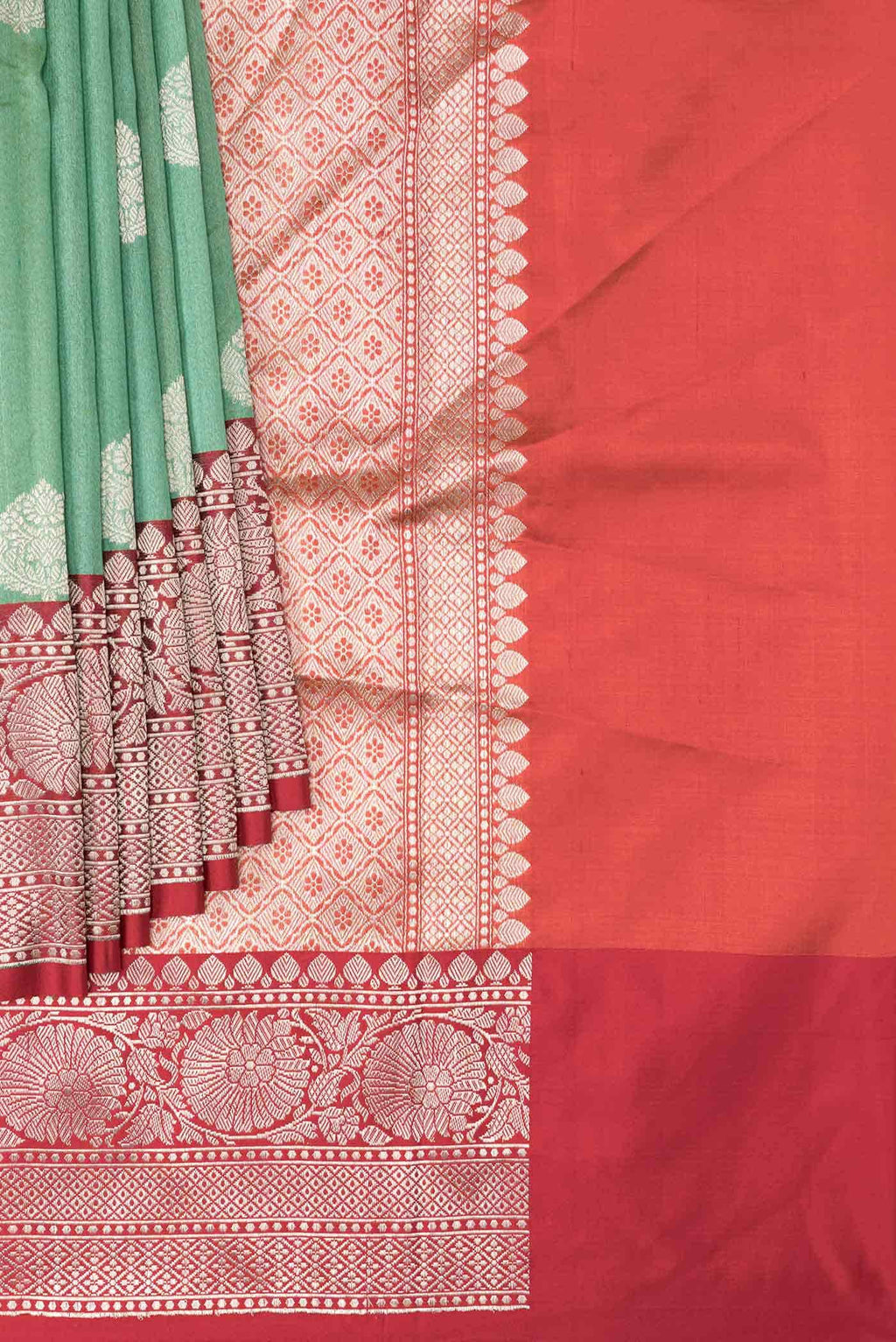 Sea Green Dual Tone Banarasi Silk Saree