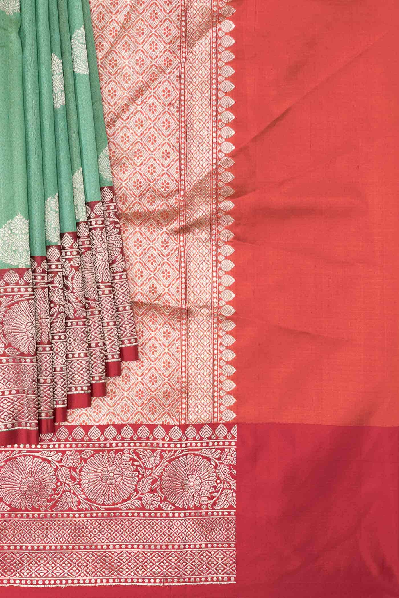 Sea Green Dual Tone Banarasi Silk Saree