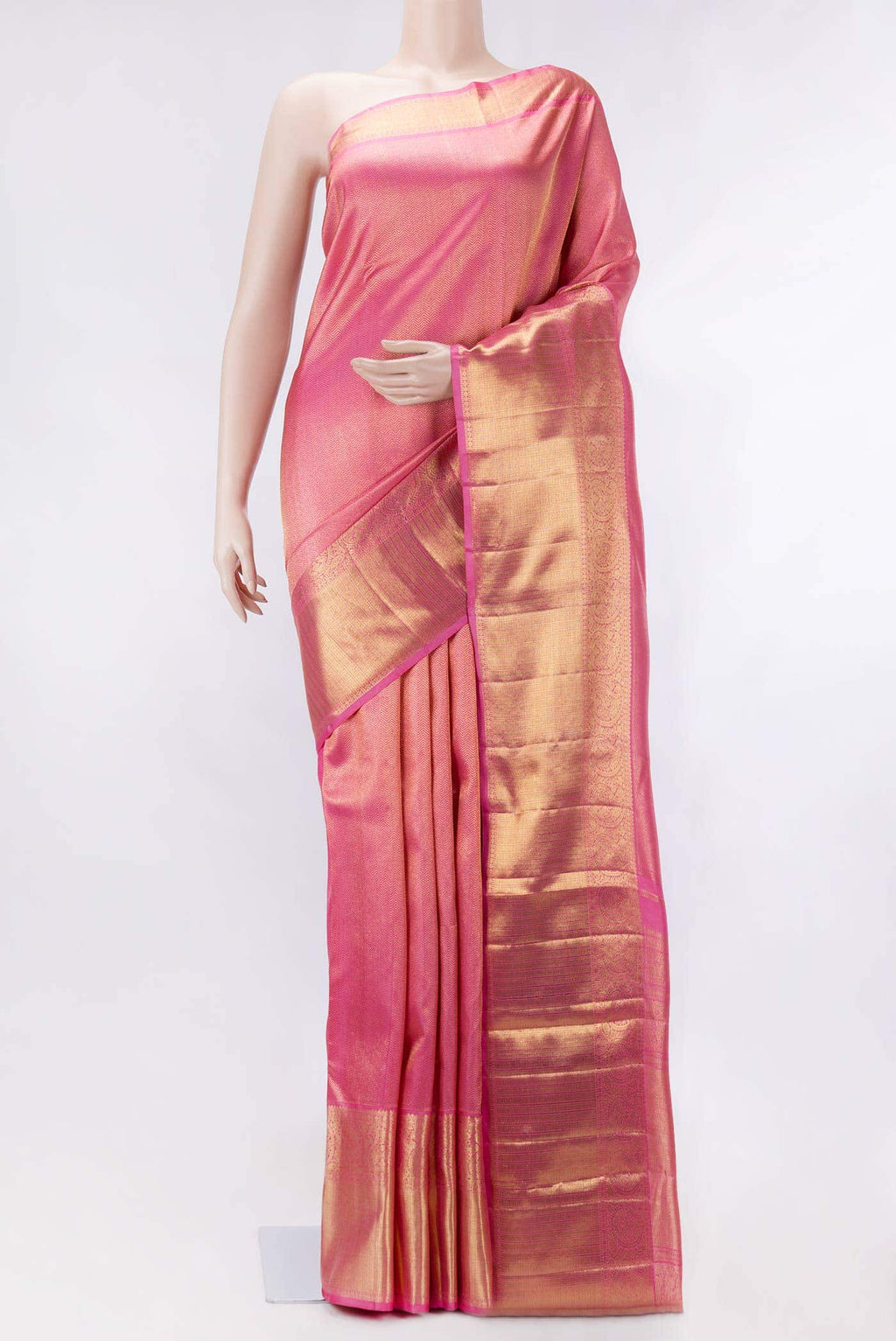 Pure Silk Pure Zari Pink Dual Tone Kanchipuram Saree