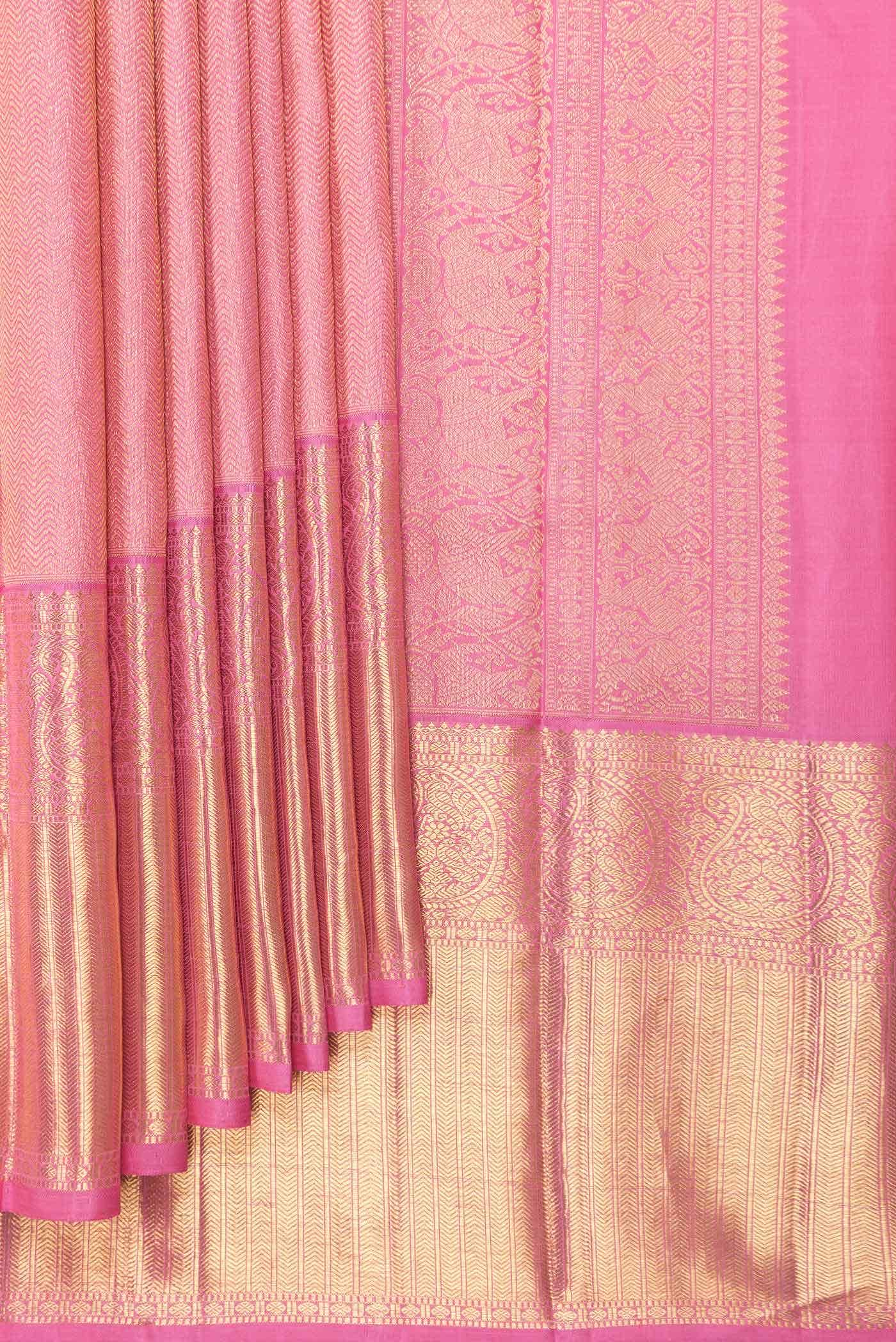 Pure Silk Pure Zari Pink Dual Tone Kanchipuram Saree