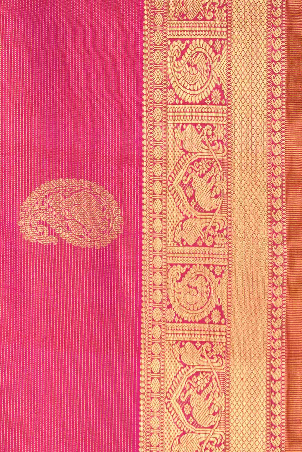 Pure Silk Pure Zari Pink Dual Tone Kanchipuram Saree