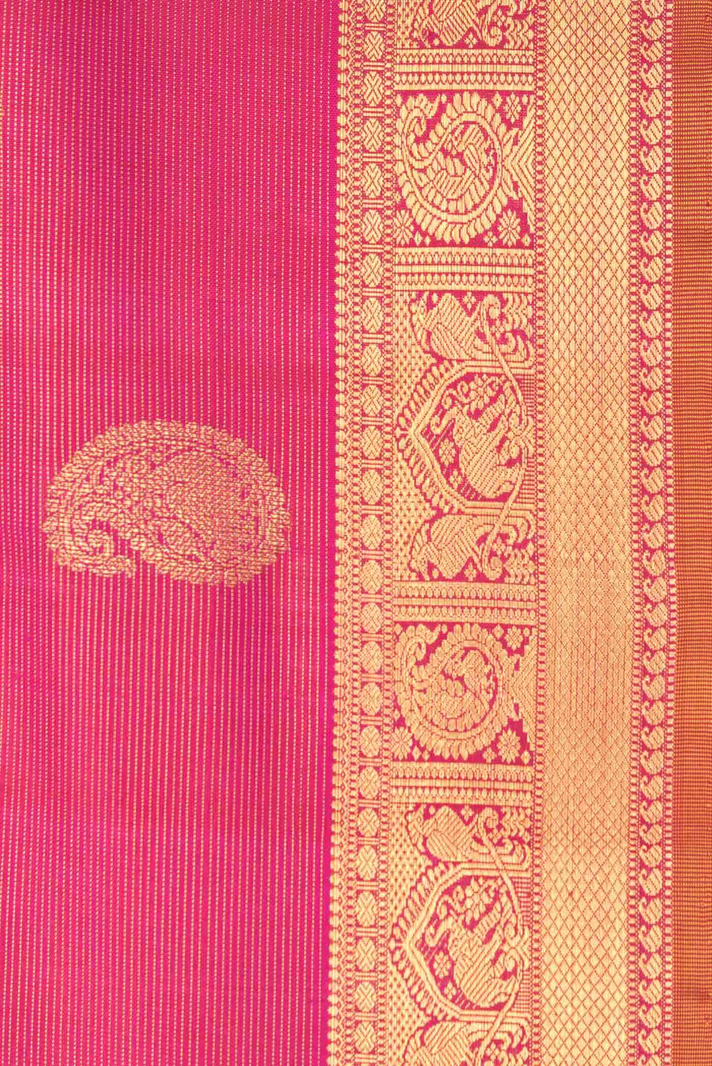 Pure Silk Pure Zari Pink Dual Tone Kanchipuram Saree