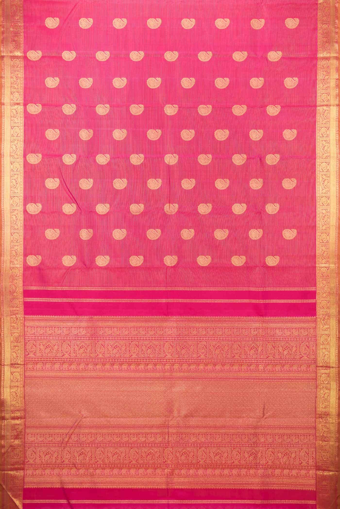 Pure Silk Pure Zari Pink Dual Tone Kanchipuram Saree