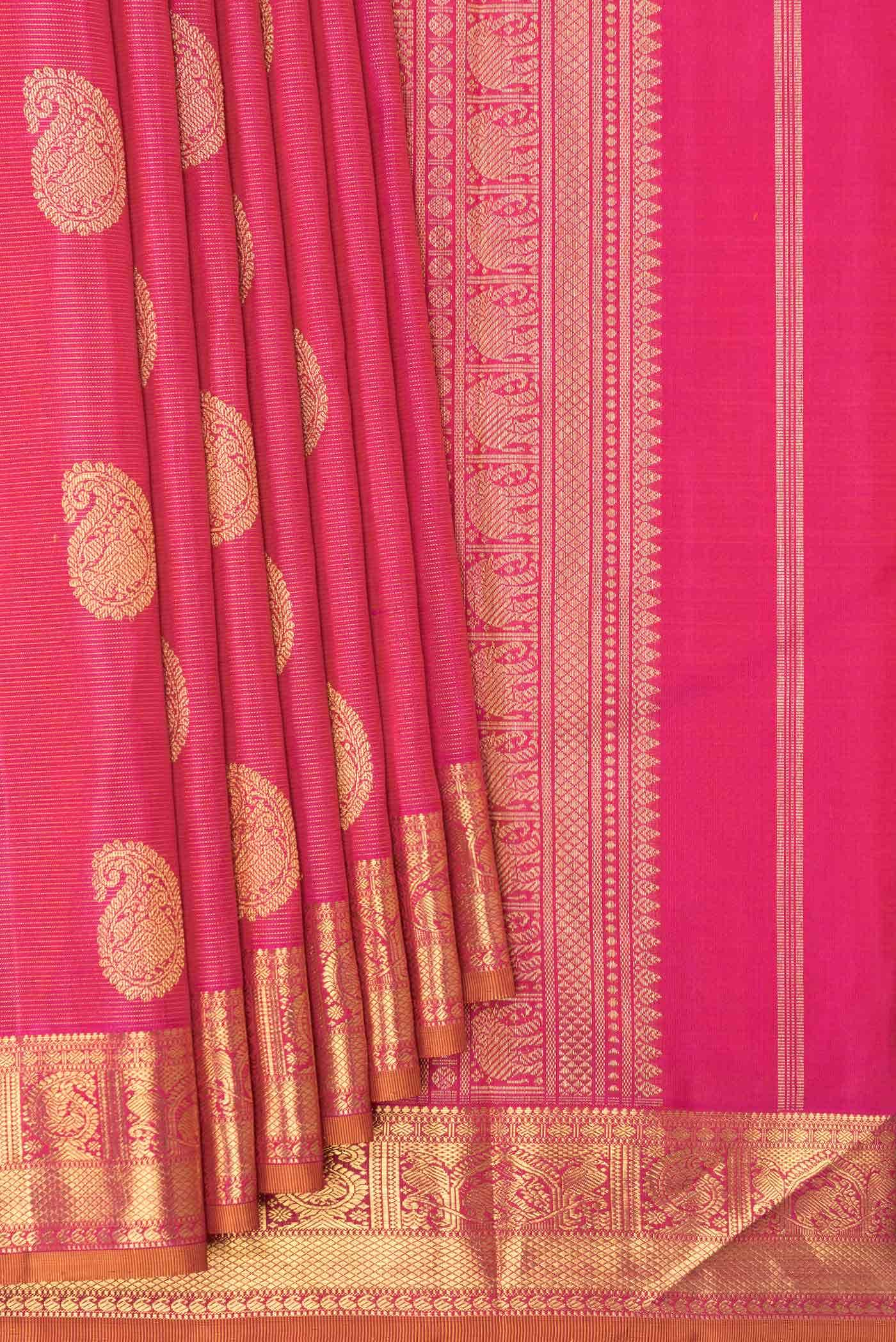 Pure Silk Pure Zari Pink Dual Tone Kanchipuram Saree