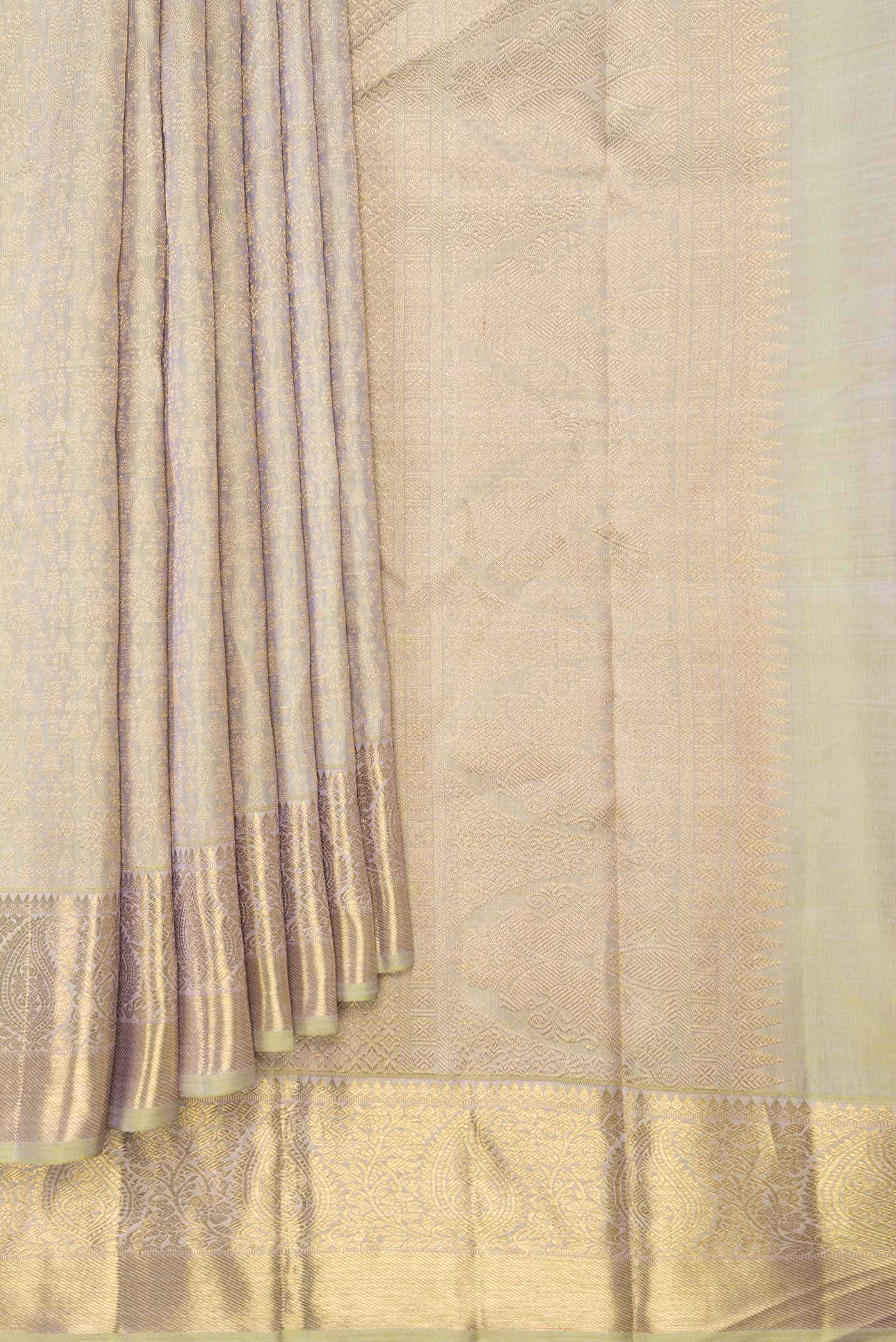 Pure Silk Pure Zari Light Green Dual Tone Kanchipuram Saree