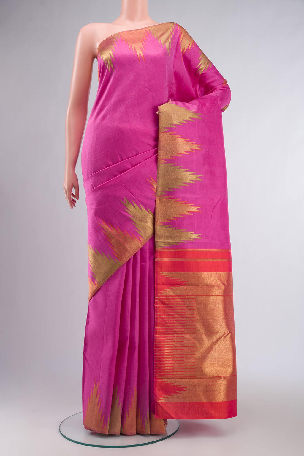 Pure Silk Pure Zari Pink Kanchipuram Saree