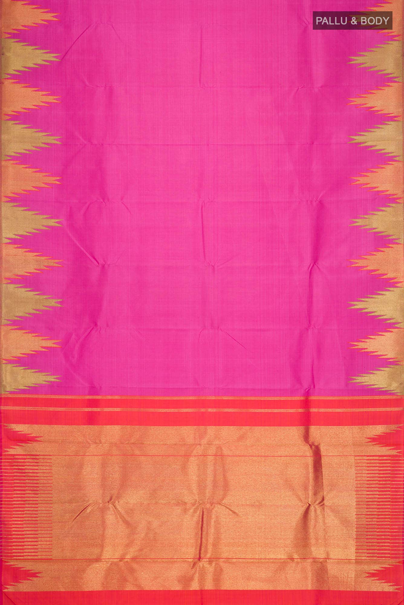 Pure Silk Pure Zari Pink Kanchipuram Saree