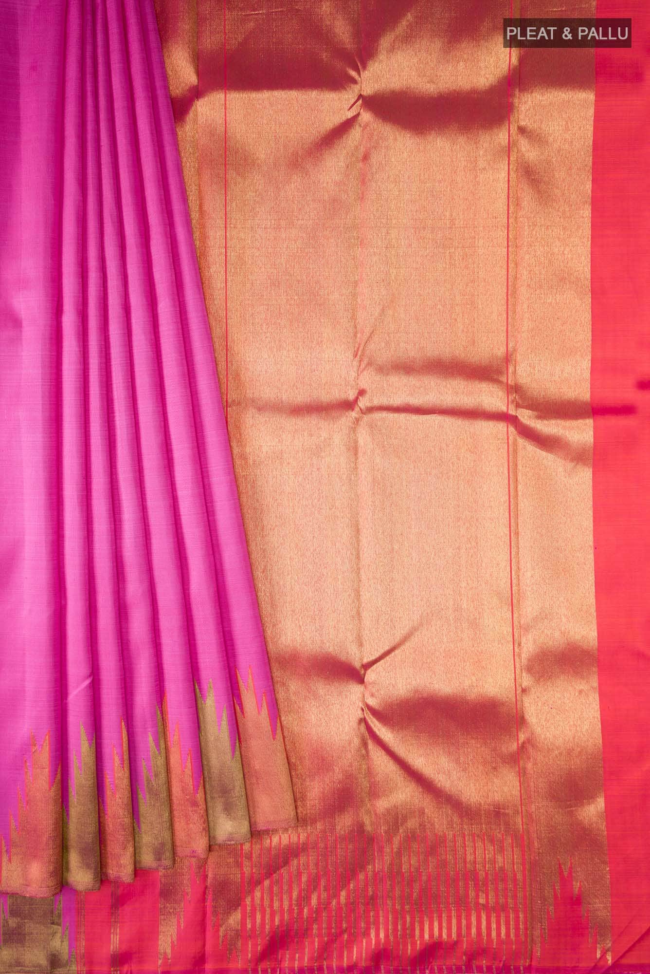 Pure Silk Pure Zari Pink Kanchipuram Saree