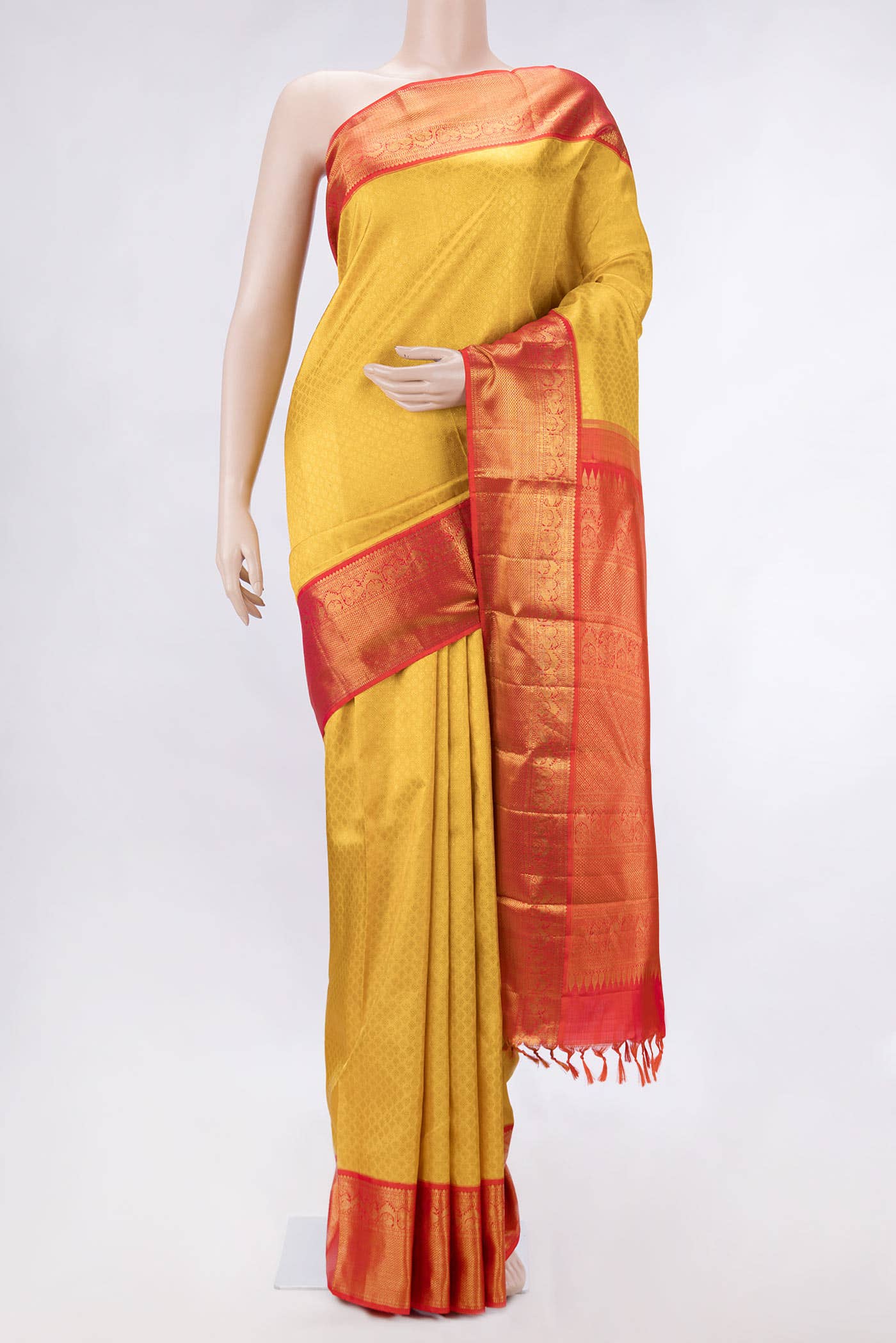 Yellow Dual Tone Kanchipuram Silk Saree