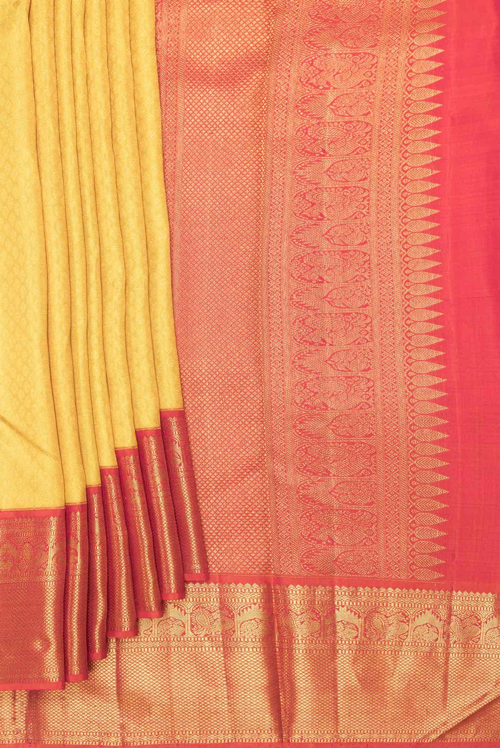 Yellow Dual Tone Kanchipuram Silk Saree
