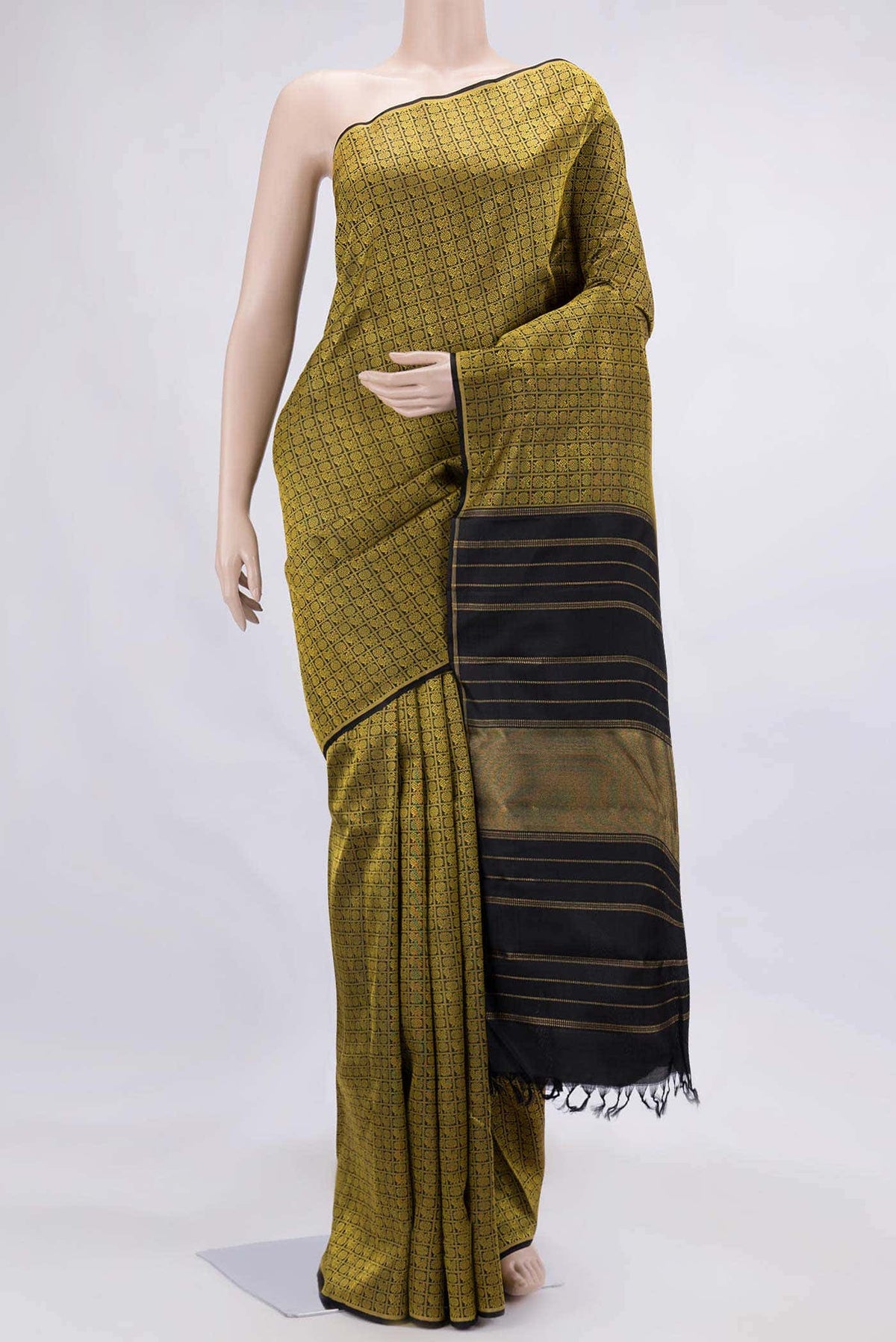Pure Silk Pure Zari Black Kanjivaram Saree