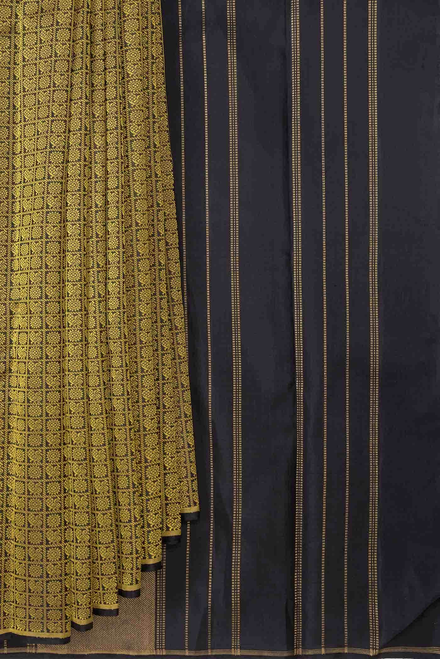 Pure Silk Pure Zari Black Kanchipuram Saree