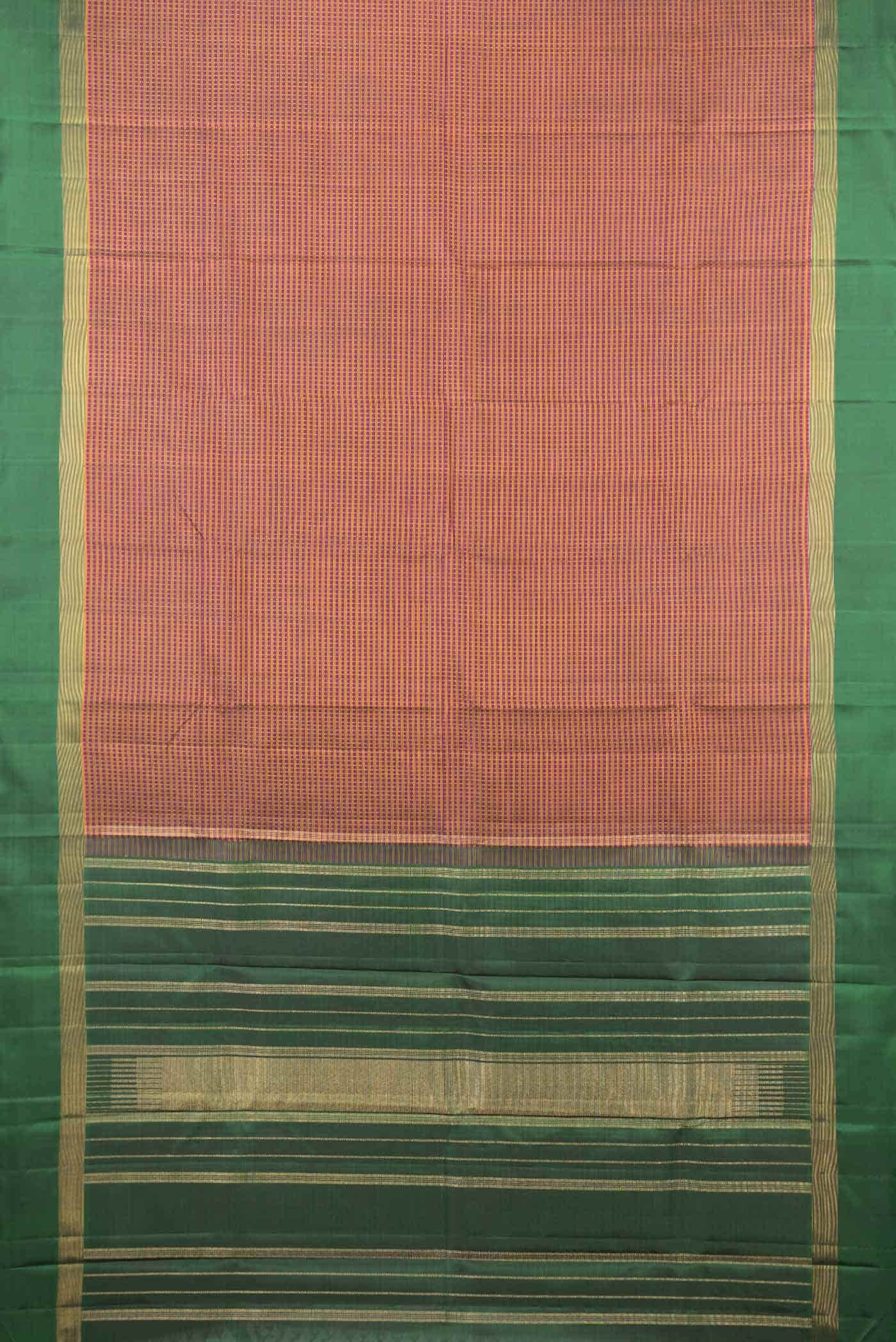 Pure Silk Pure Zari Magenta Dual Tone Kanchipuram Saree