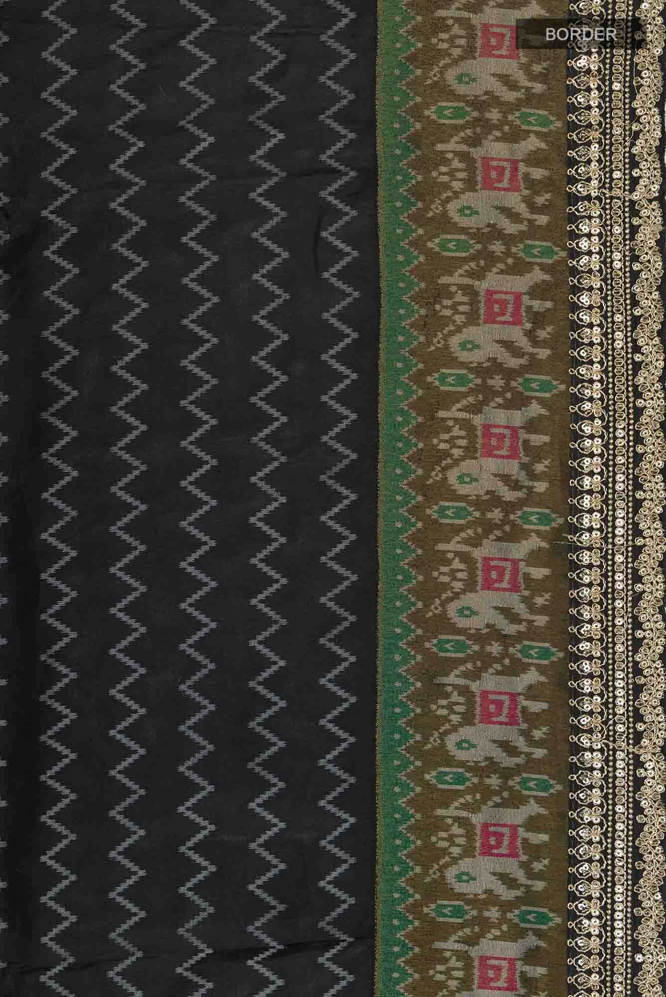 Black Blended Tussar Silk Saree