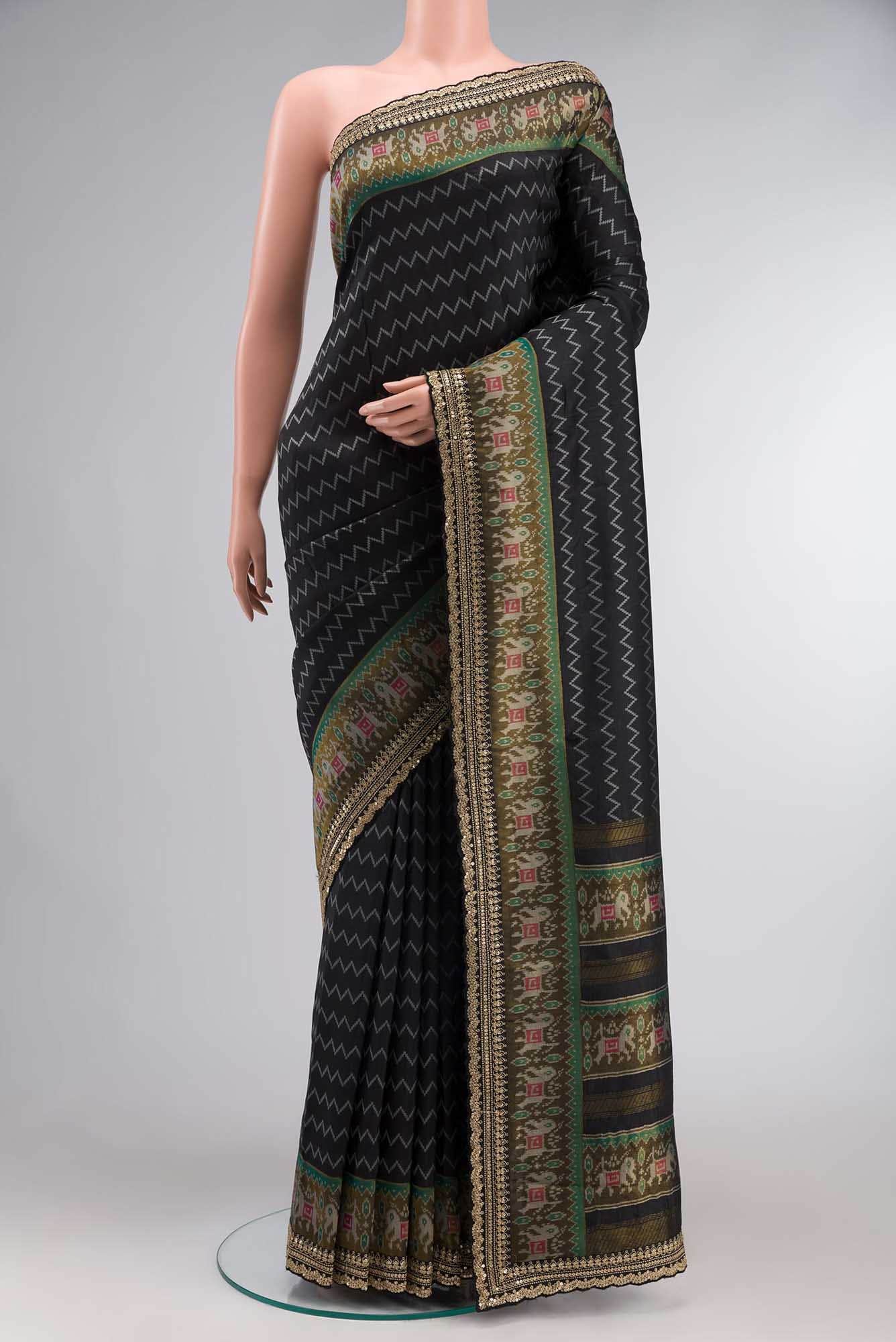 Black Blended Tussar Silk Saree