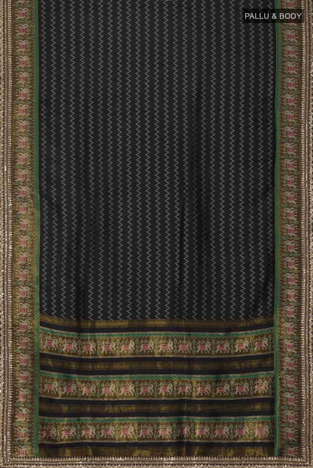 Black Blended Tussar Silk Saree