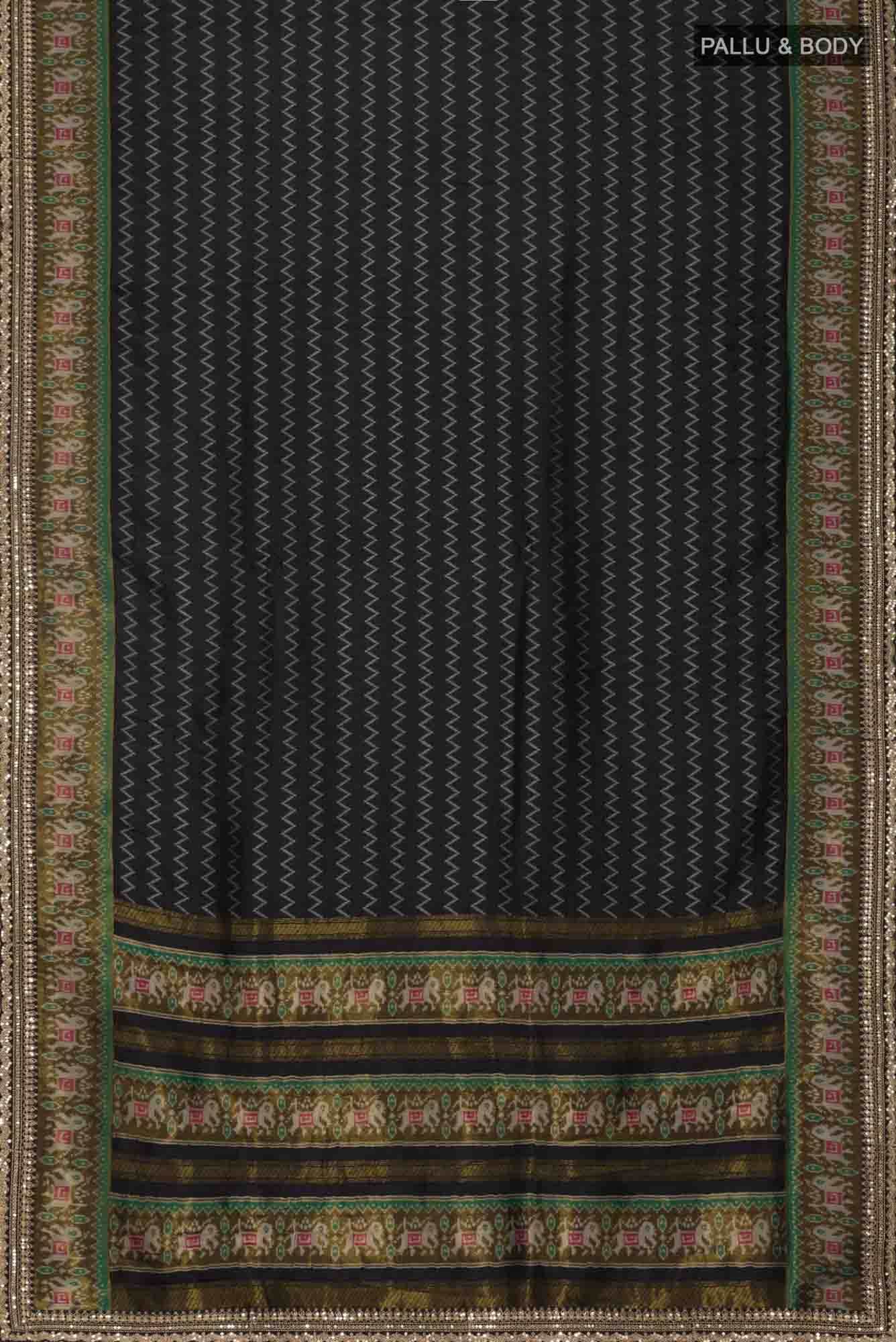Black Blended Tussar Silk Saree