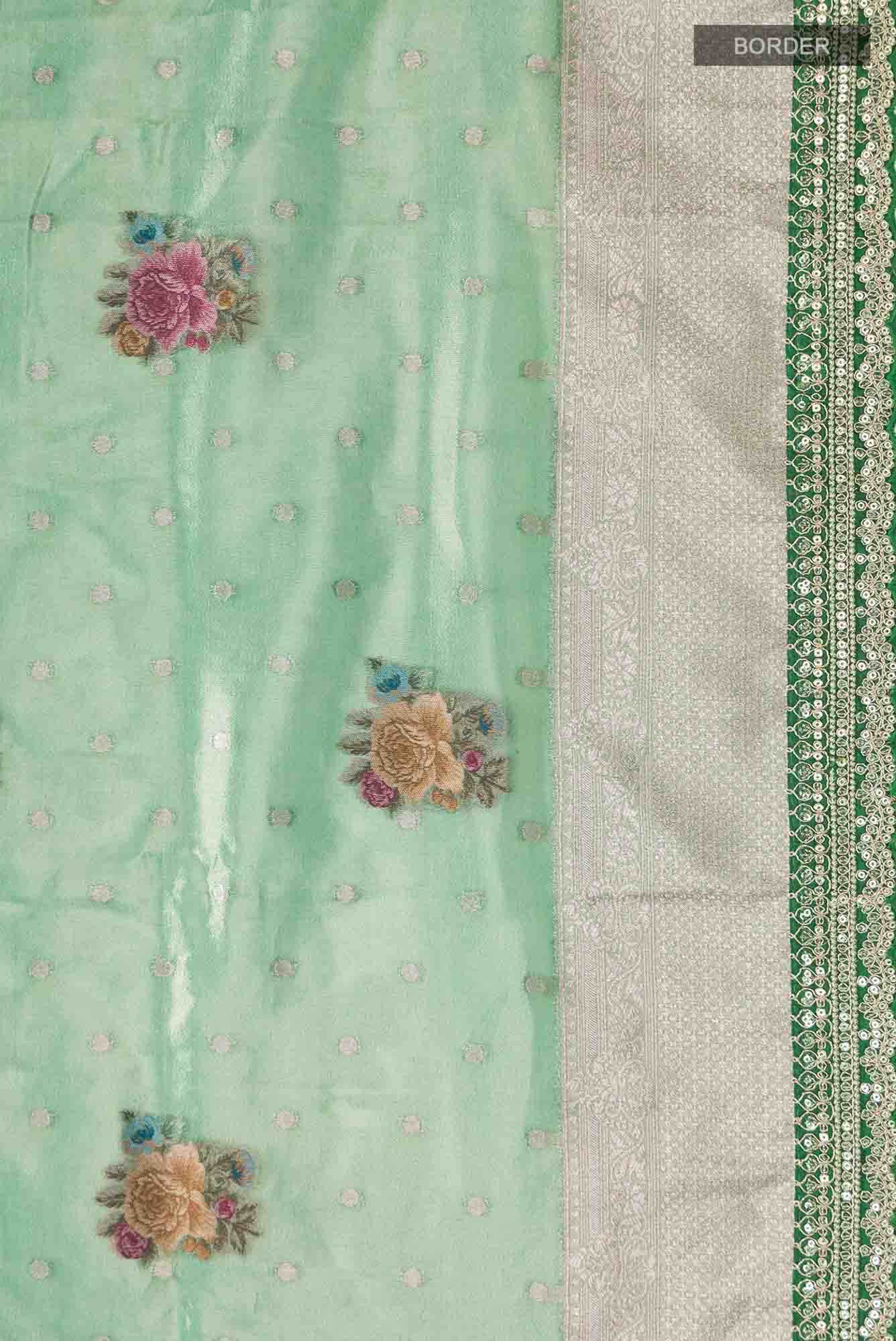 Green Blended Tissue Silk Saree