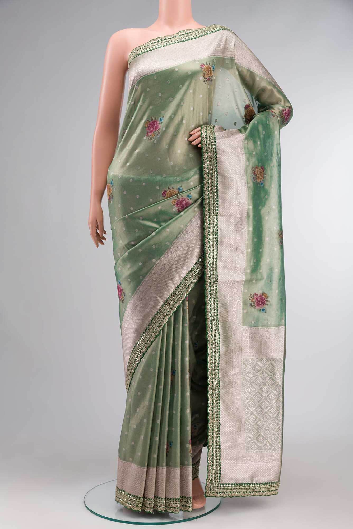 Green Blended Tissue Silk Saree
