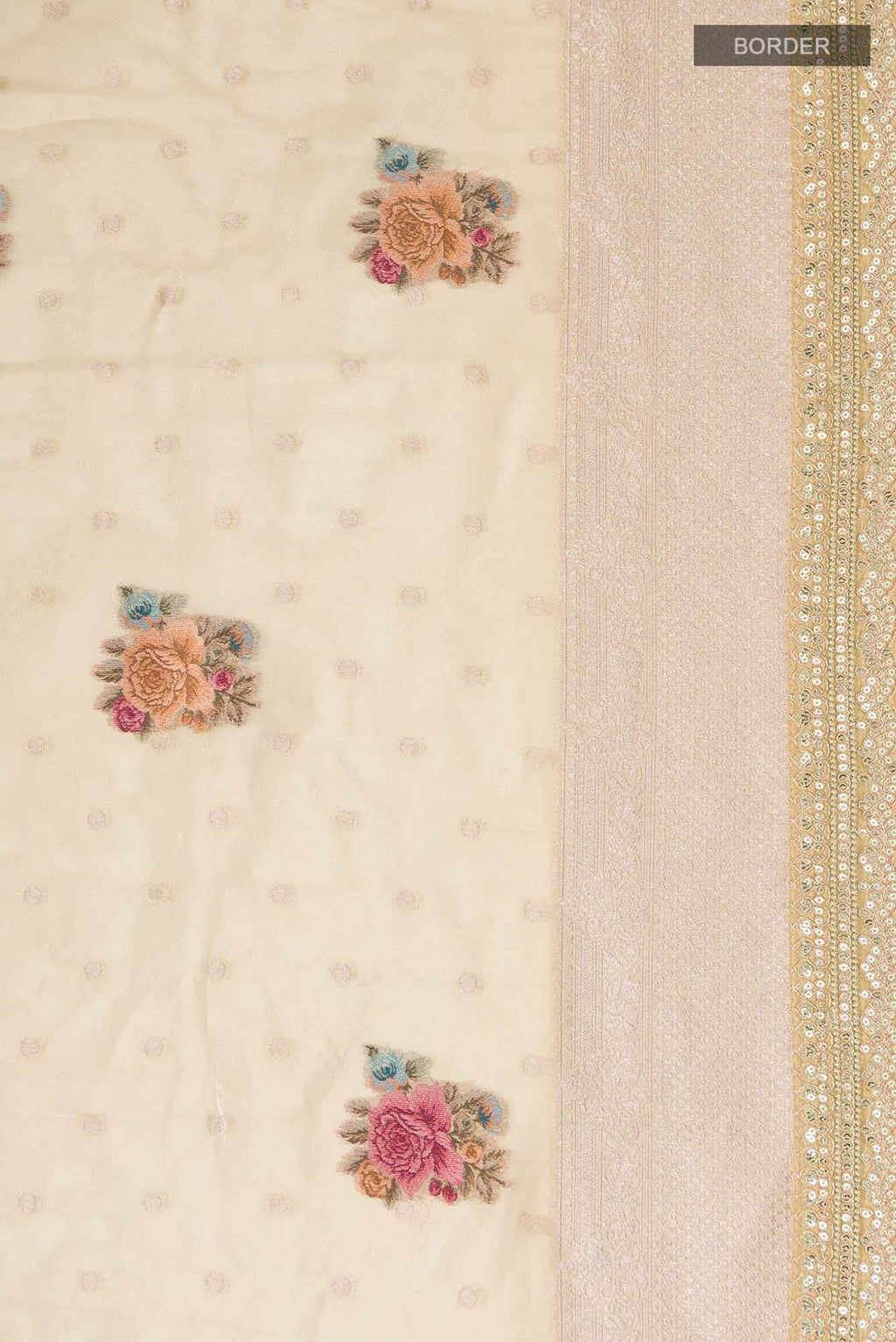 Beige Blended Tissue Silk Saree