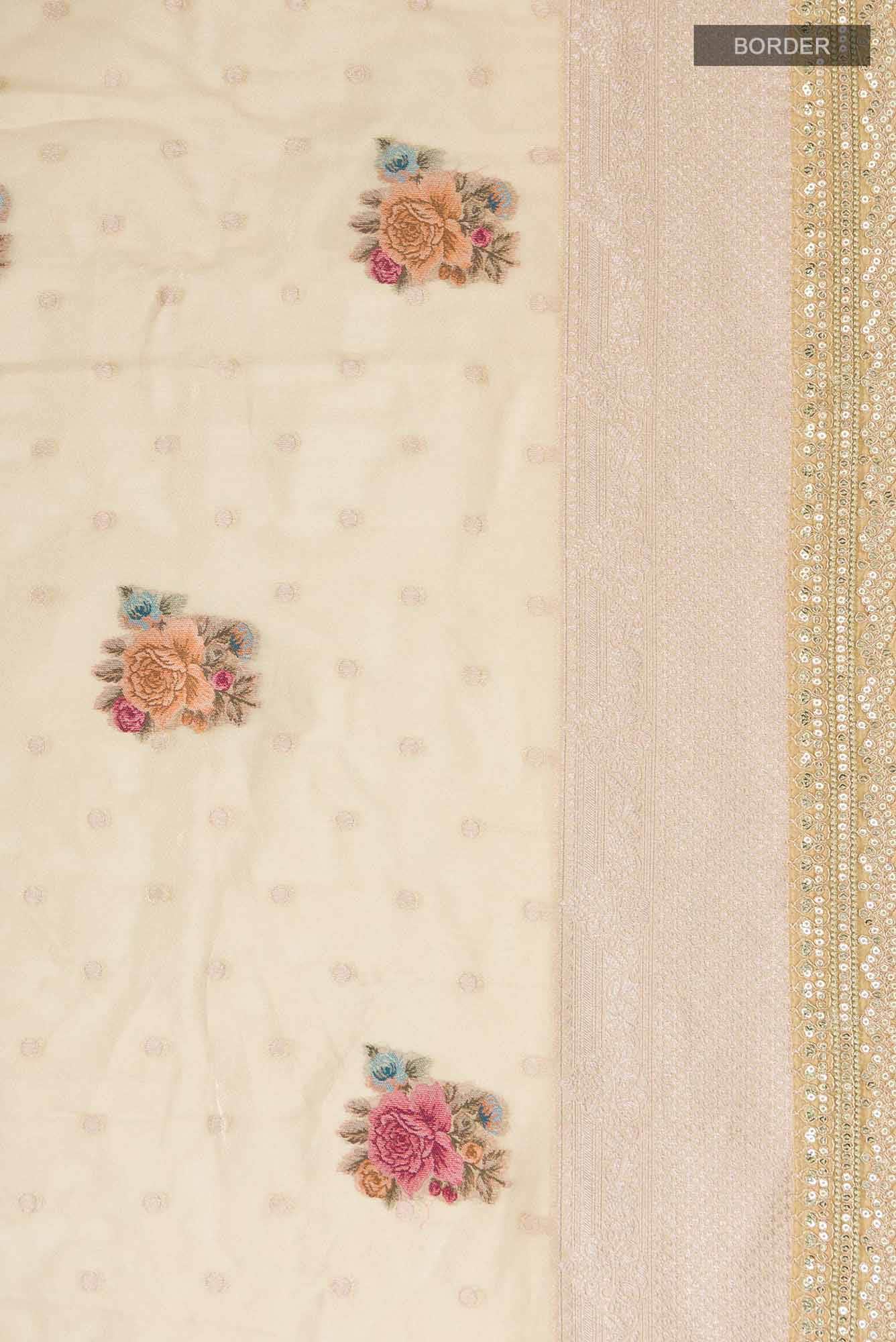 Beige Blended Tissue Silk Saree