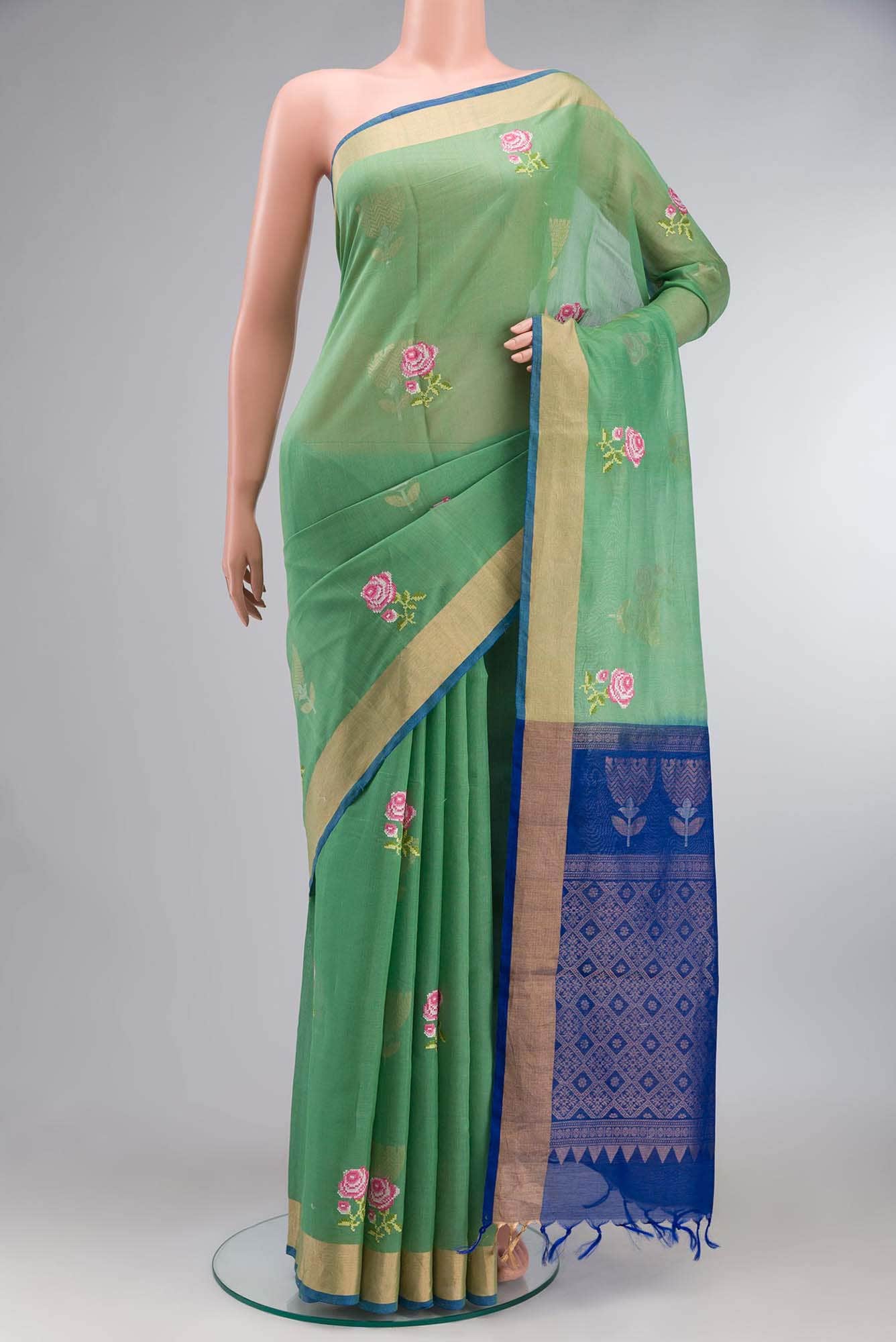 Green Silk Cotton Saree