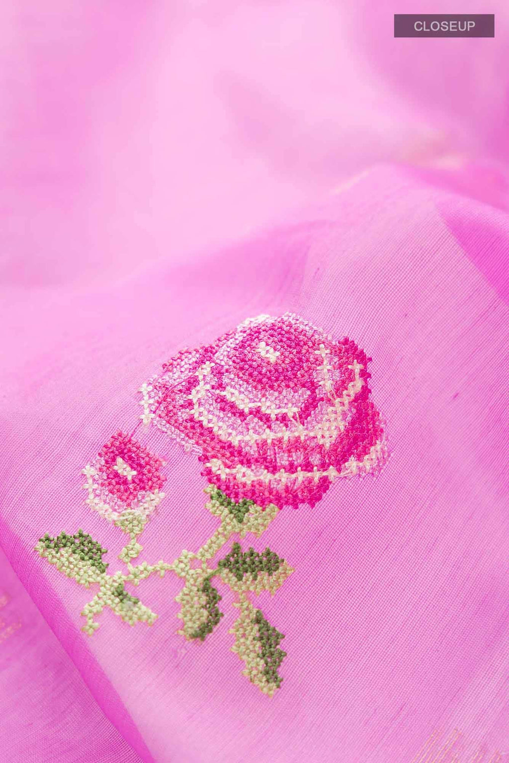Rose pink Silk Cotton Saree