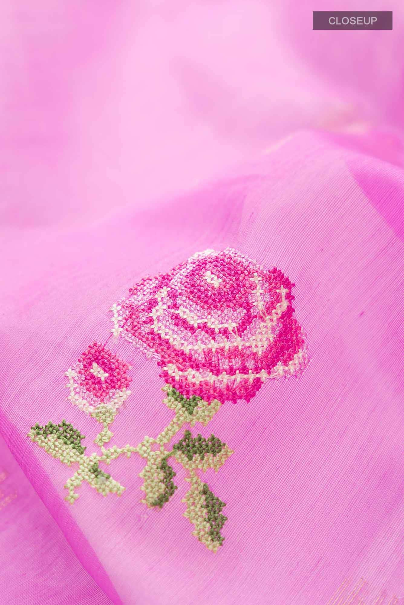 Rose pink Silk Cotton Saree