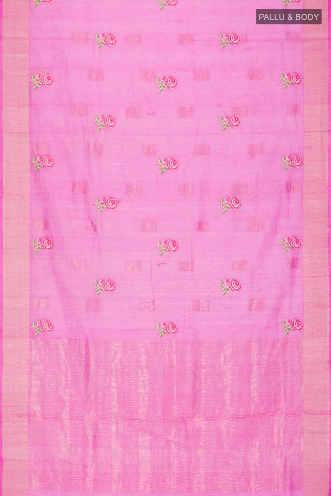 Rose pink Silk Cotton Saree