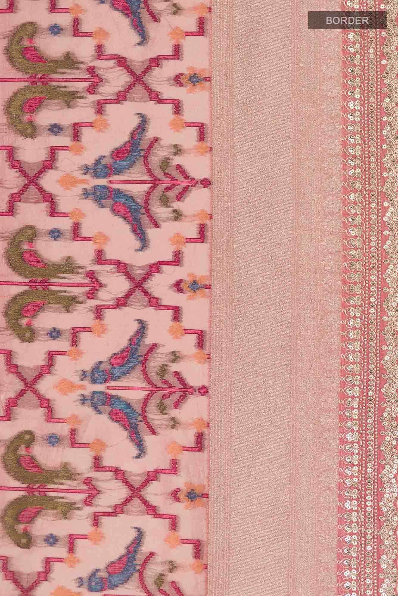 Coral Blended Tissue Silk Saree