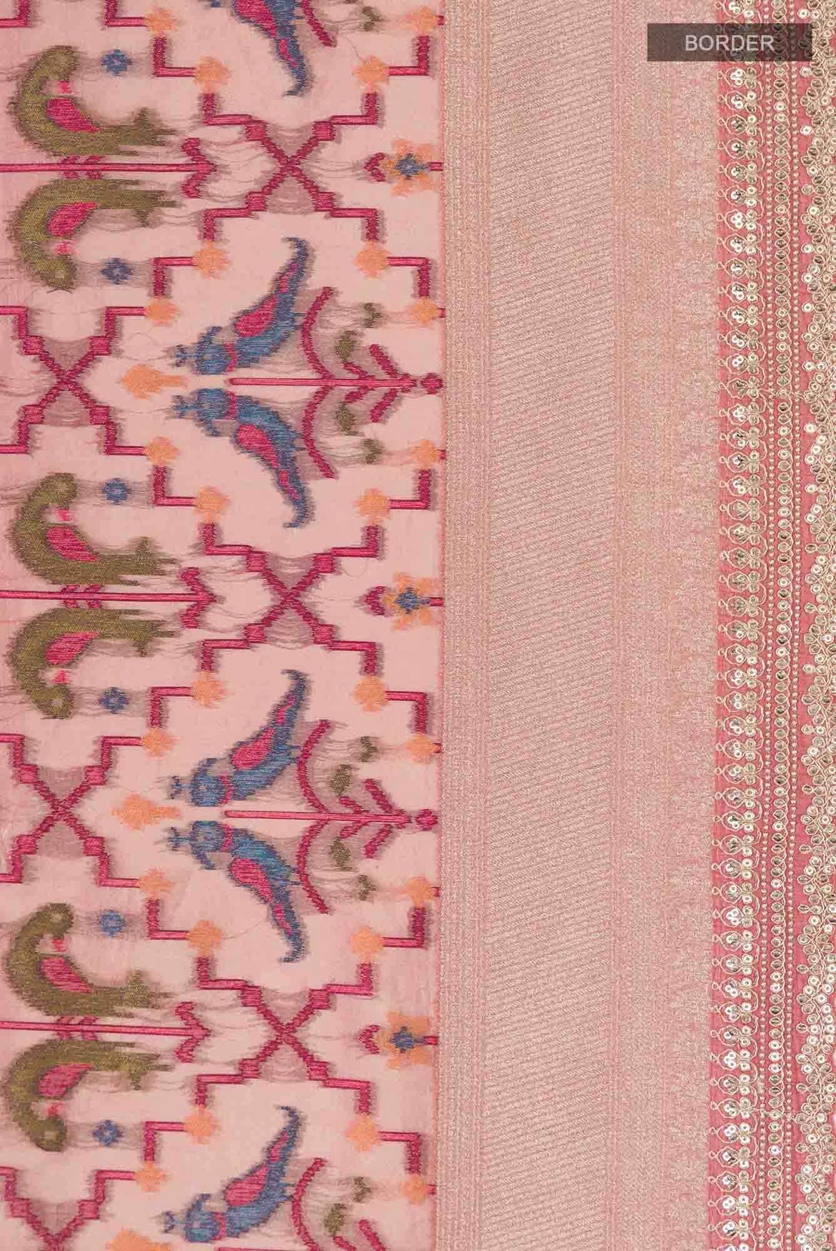 Coral Blended Tissue Silk Saree
