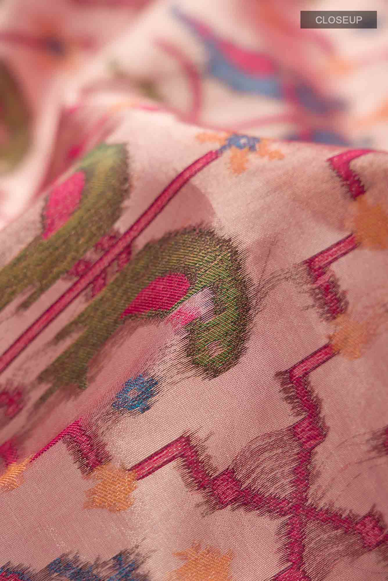 Coral Blended Tissue Silk Saree