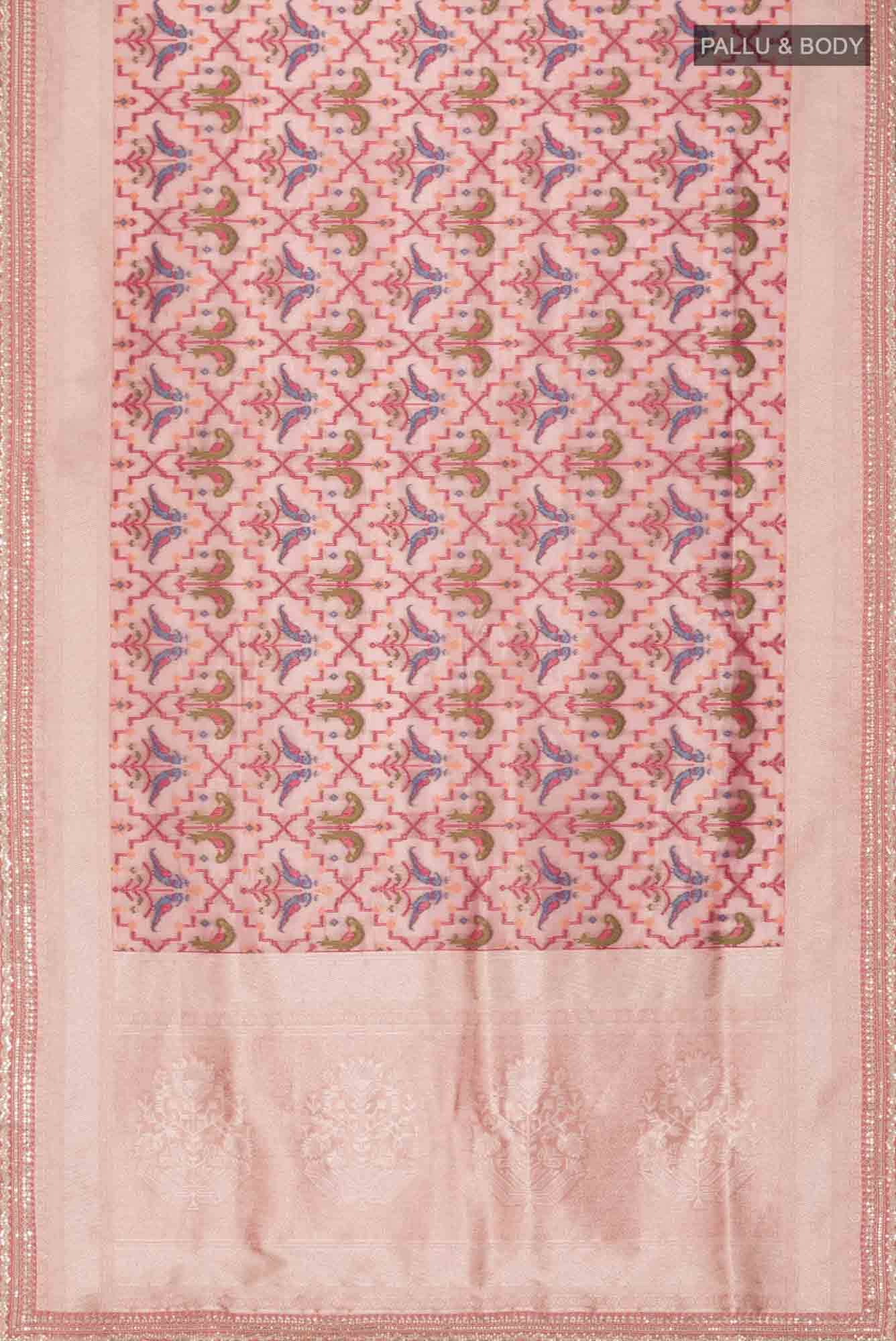 Coral Blended Tissue Silk Saree