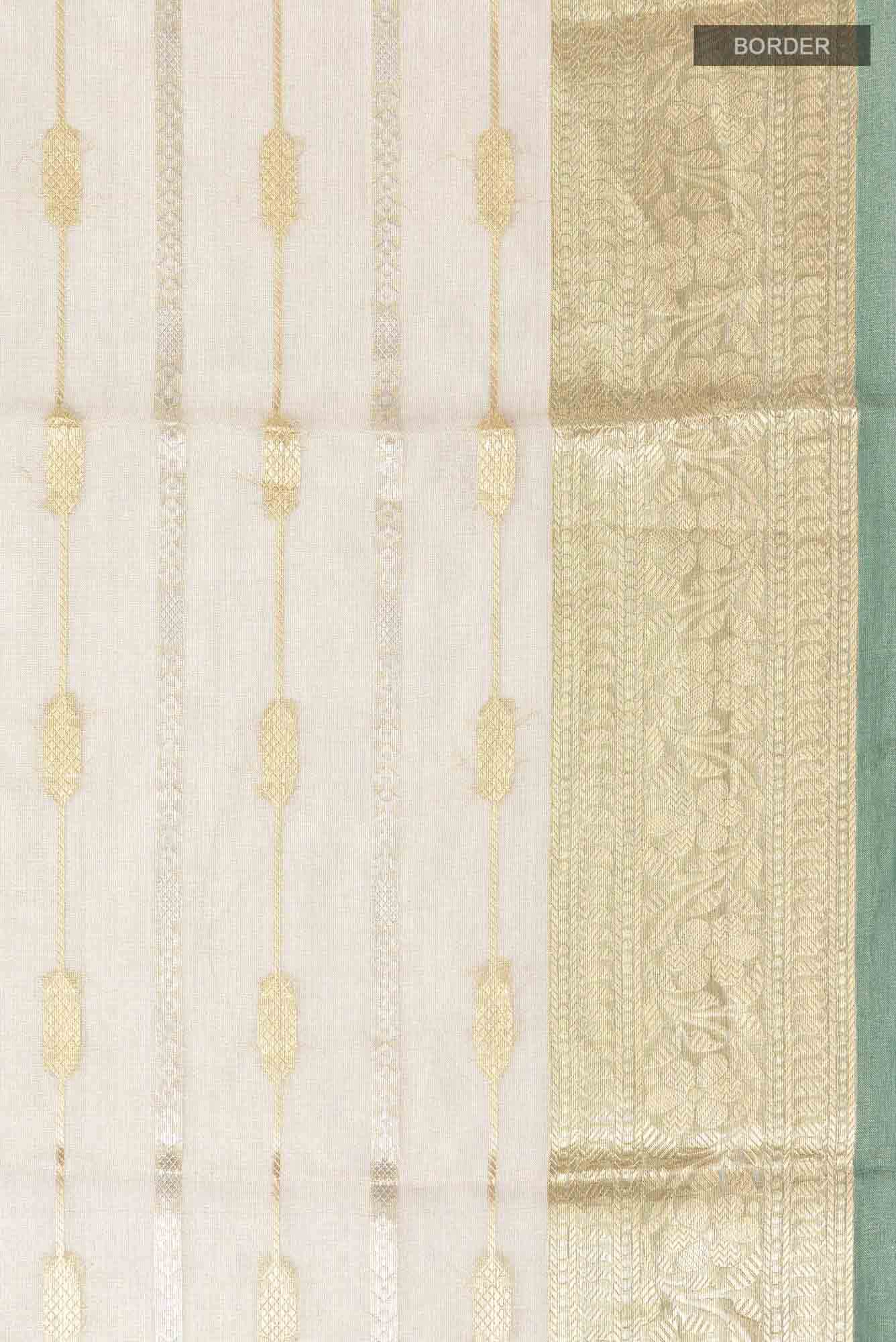 Gold with Green Dual Tone Tissue Silk Saree