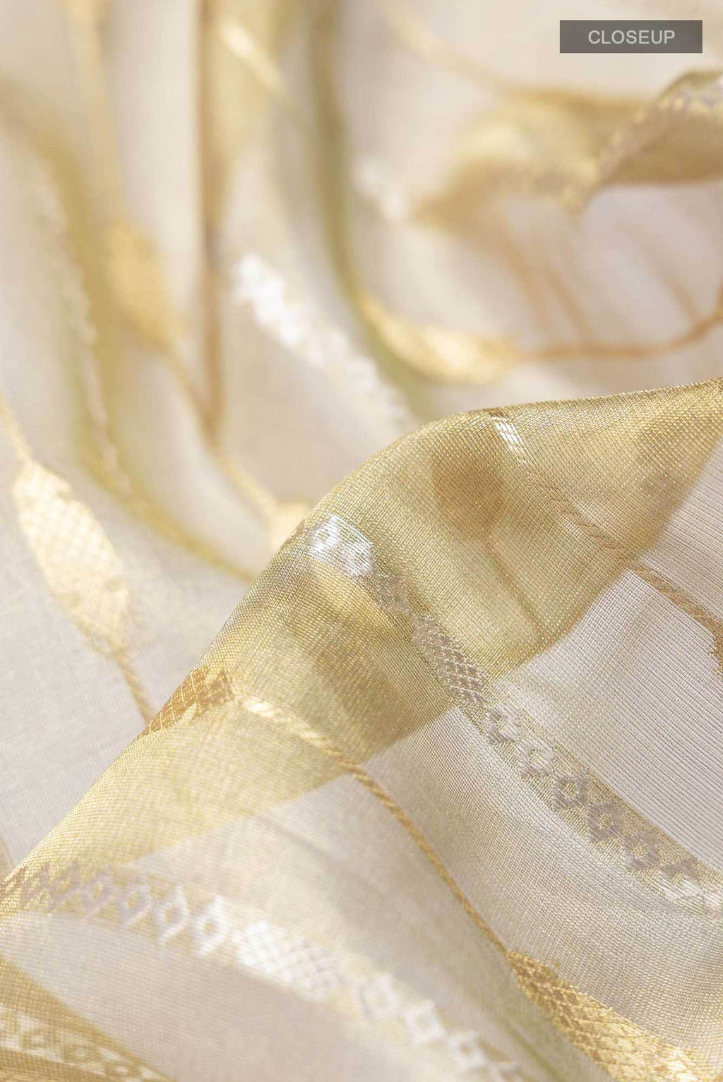 Gold with Green Dual Tone Tissue Silk Saree