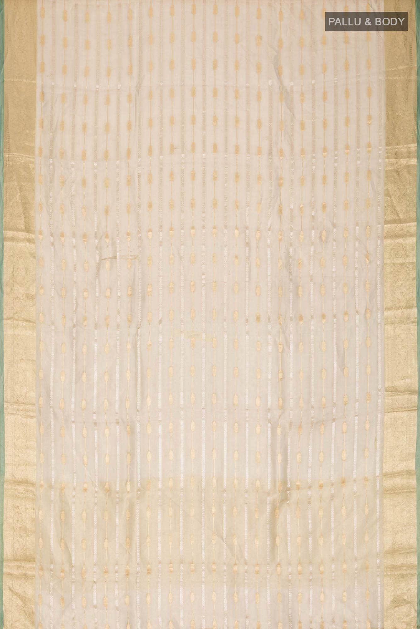 Gold with Green Dual Tone Tissue Silk Saree