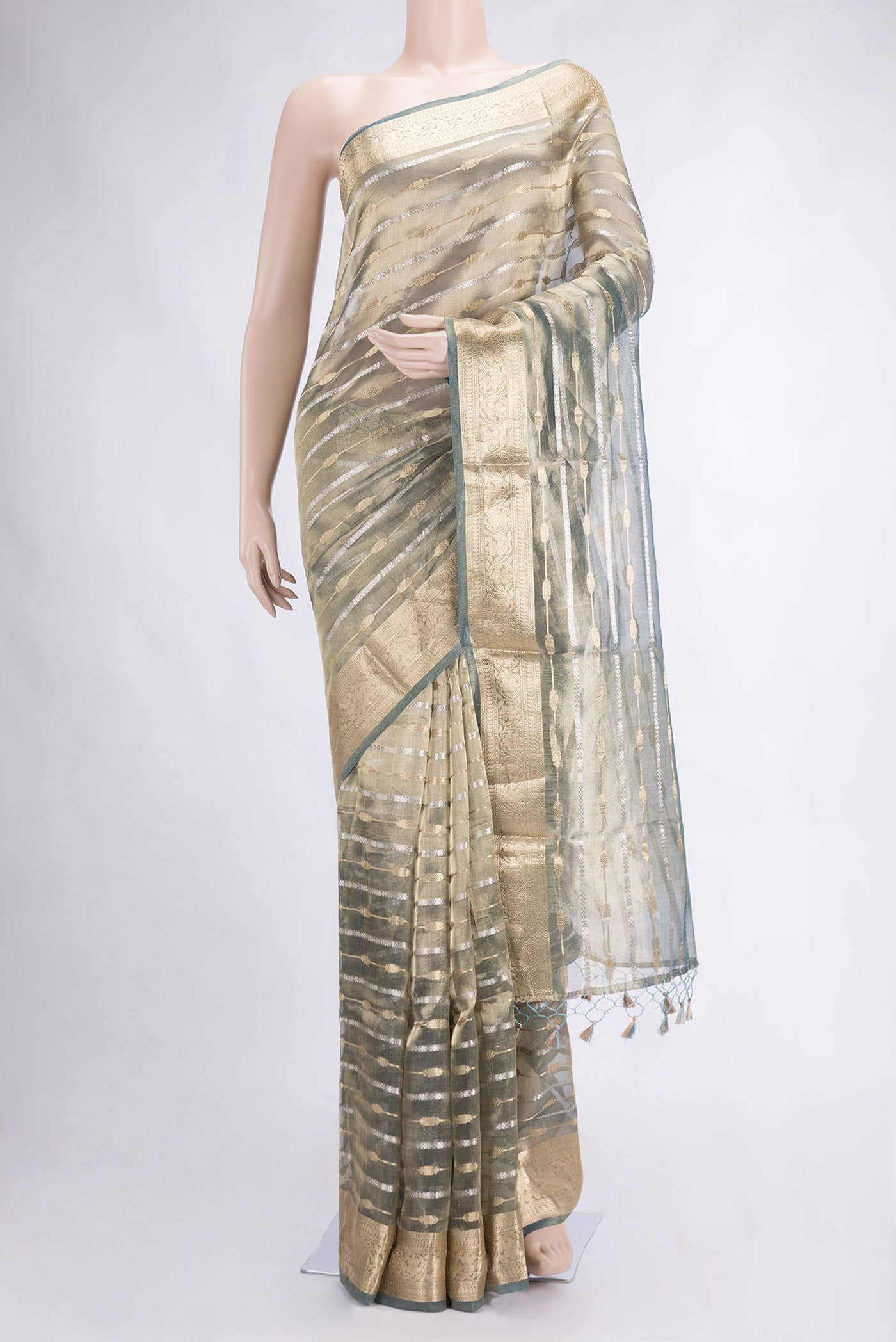 Green Dual Tone Organza Silk Saree