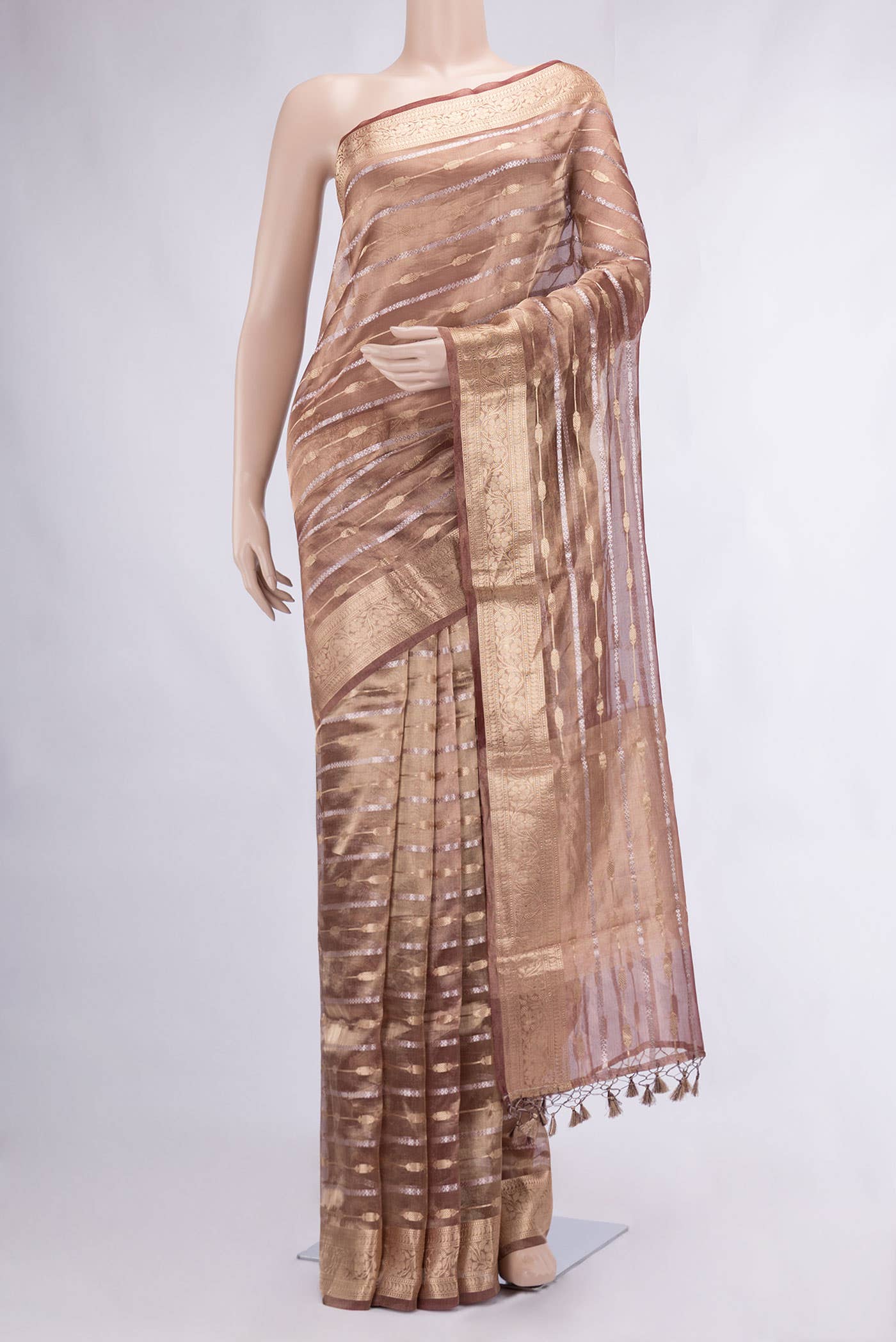 Maroon Dual Tone Organza Silk Saree