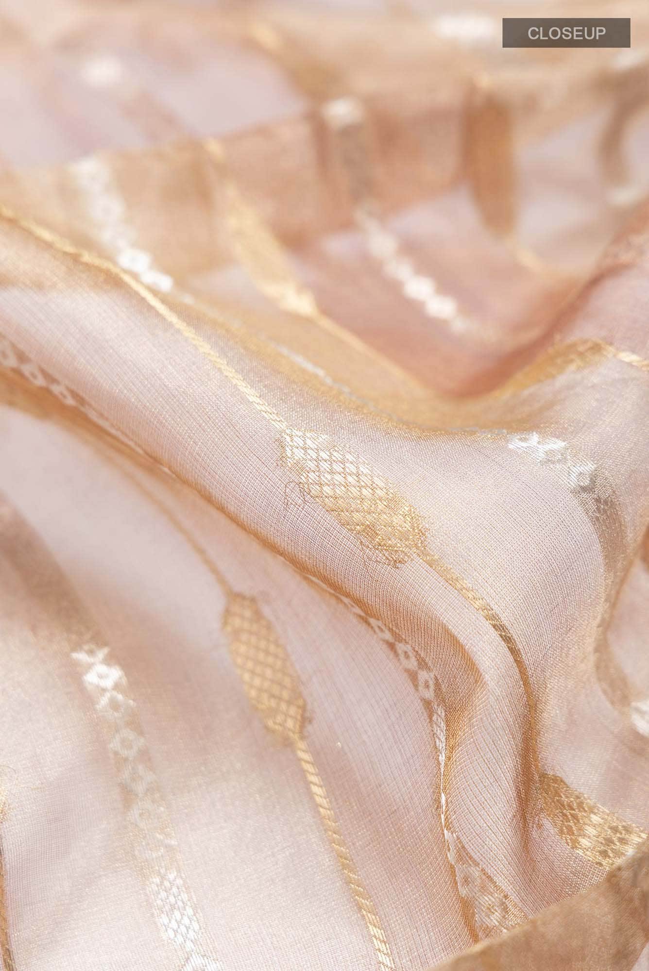 Gold with Brown Dual Tone Tissue Silk Saree