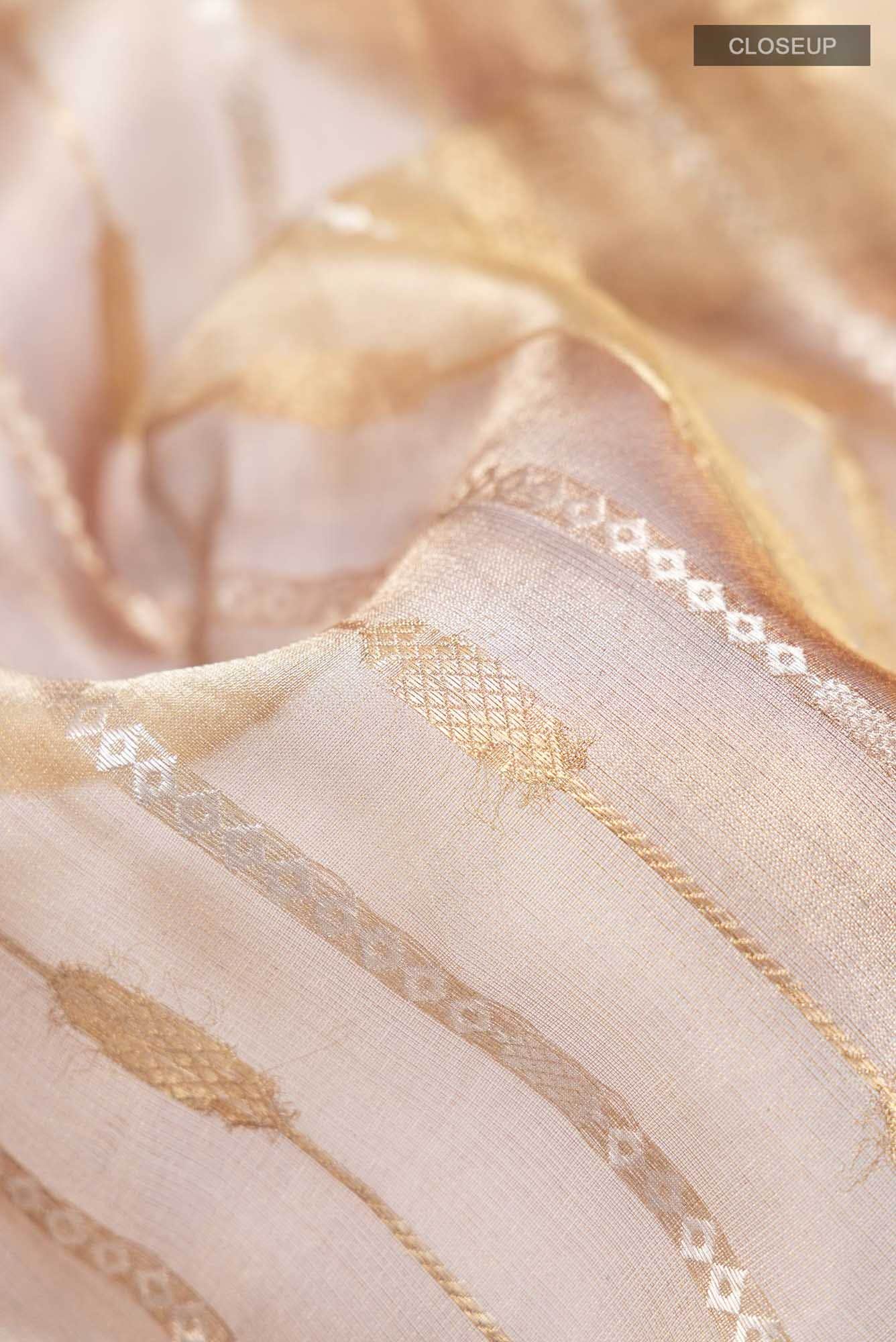 Gold with Brown Dual Tone Tissue Silk Saree