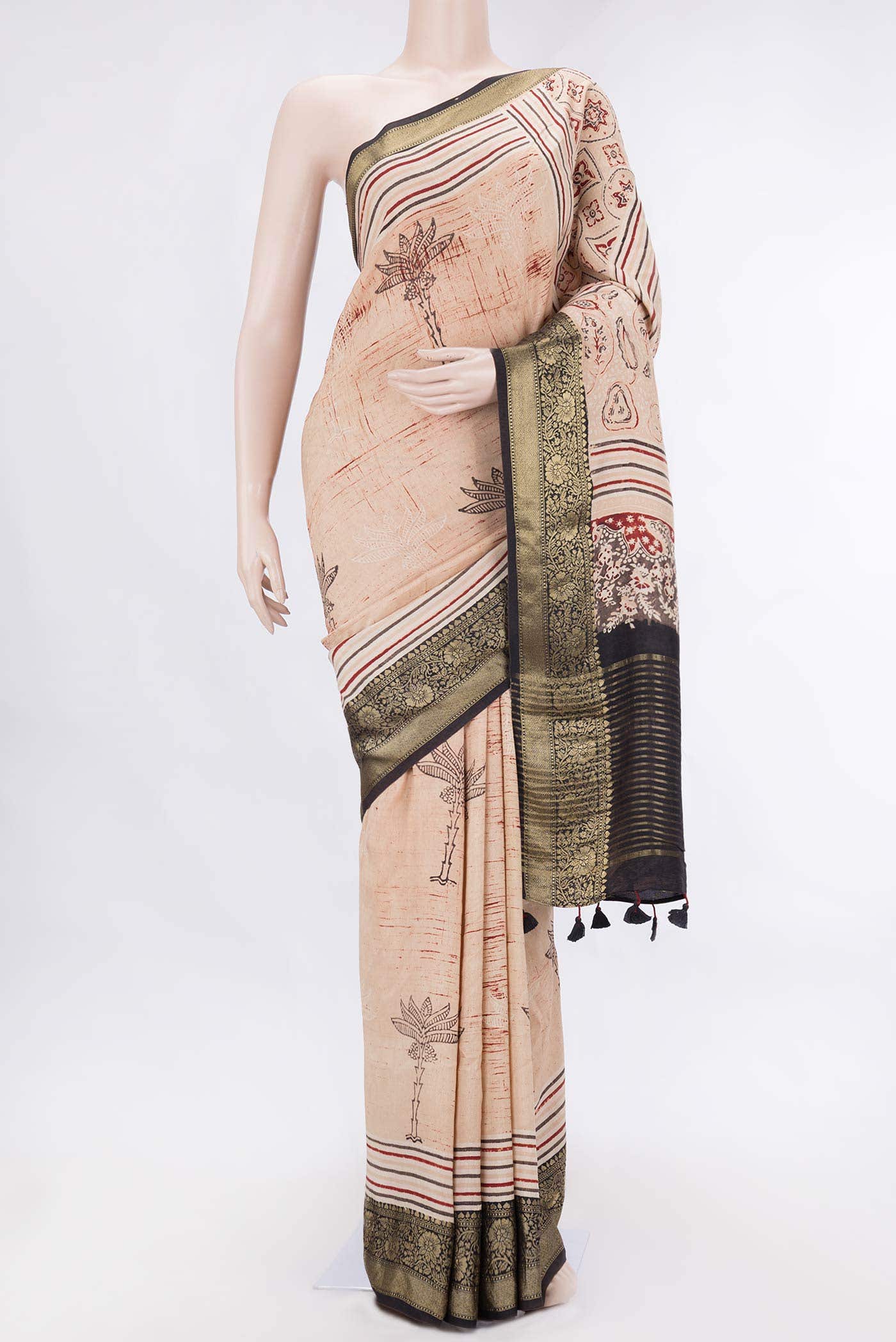 Peach Dual Tone Chanderi Silk Saree