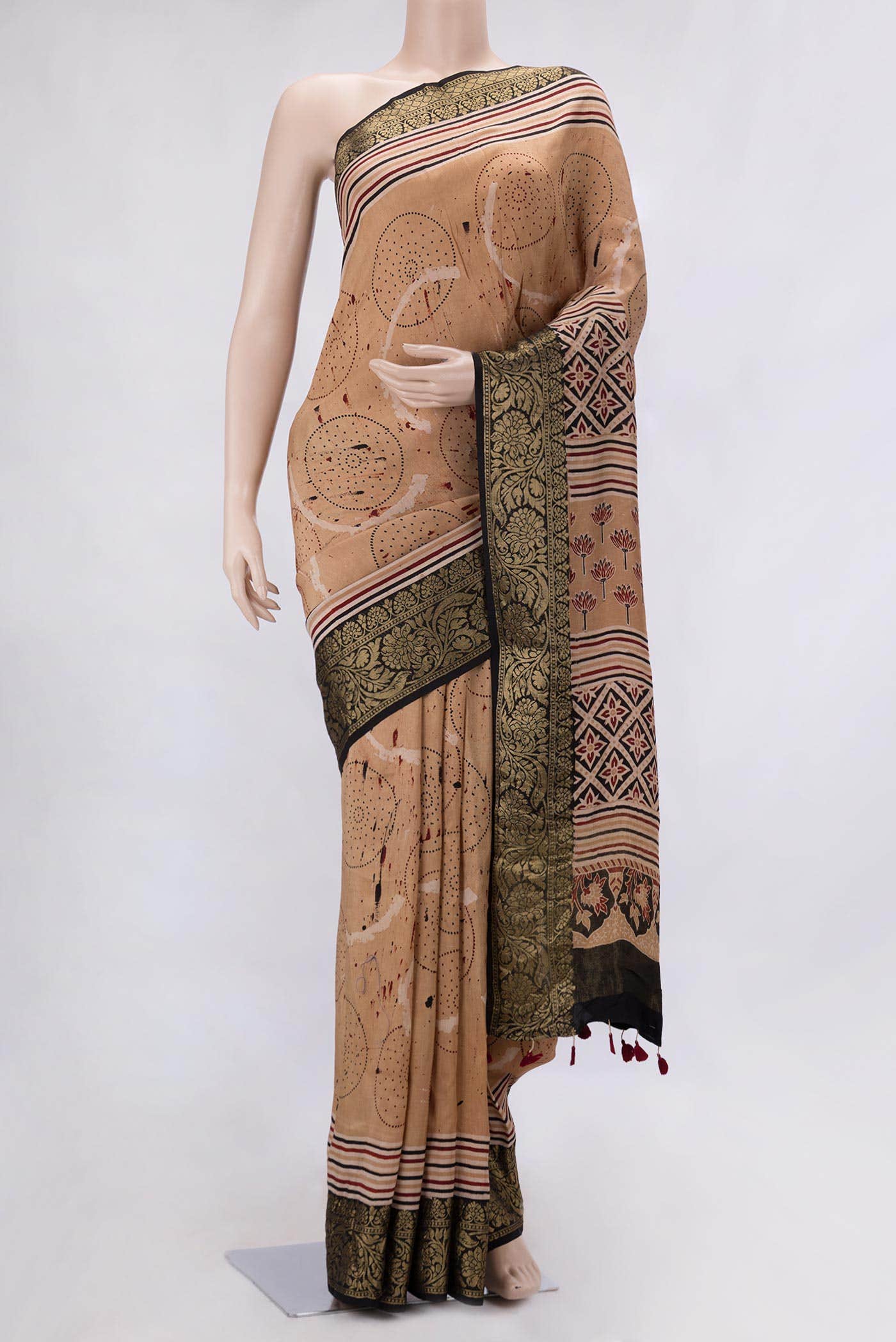 Beige Dual Tone Chanderi Silk Saree