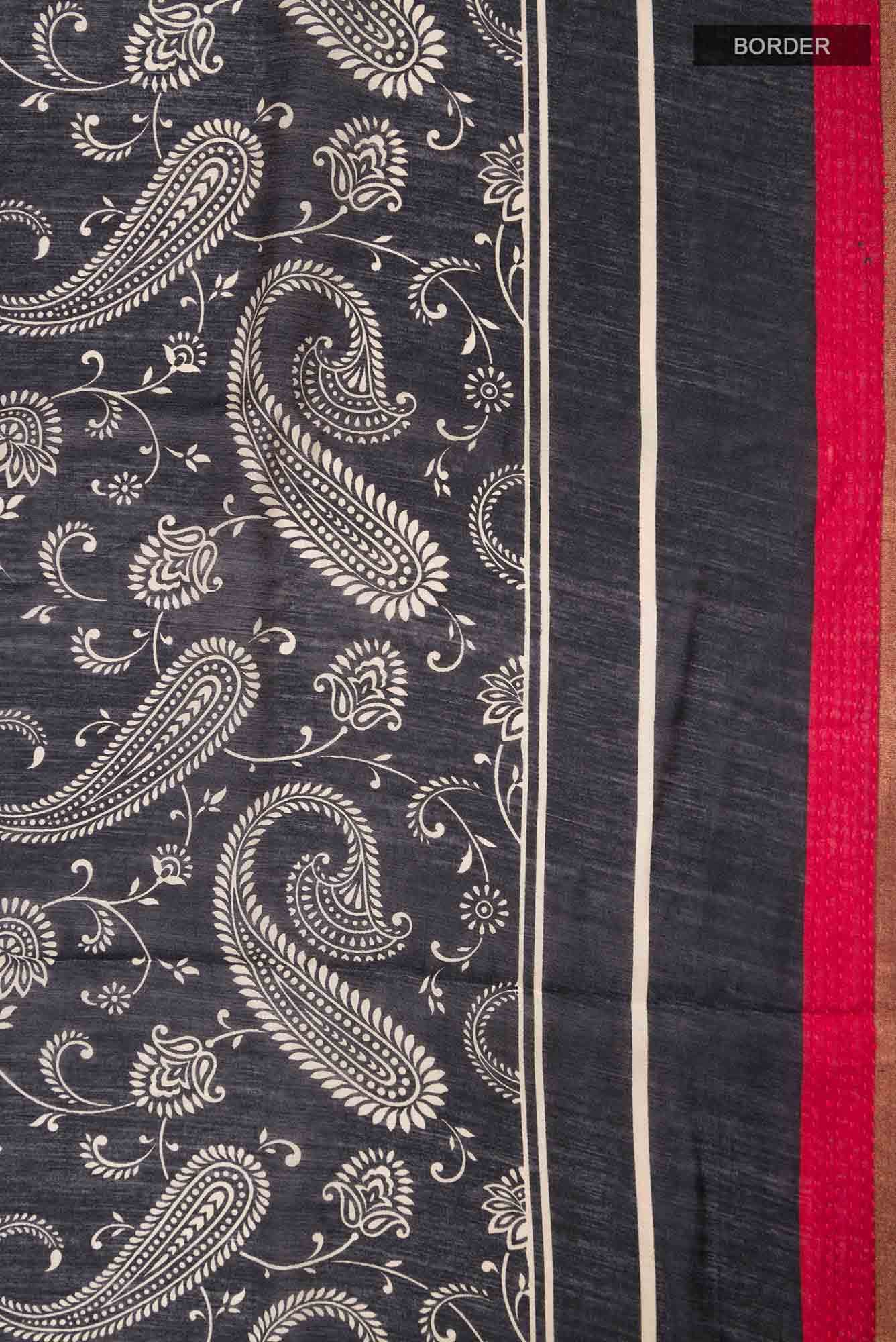 Black Bhagalpuri Tussar Silk Saree