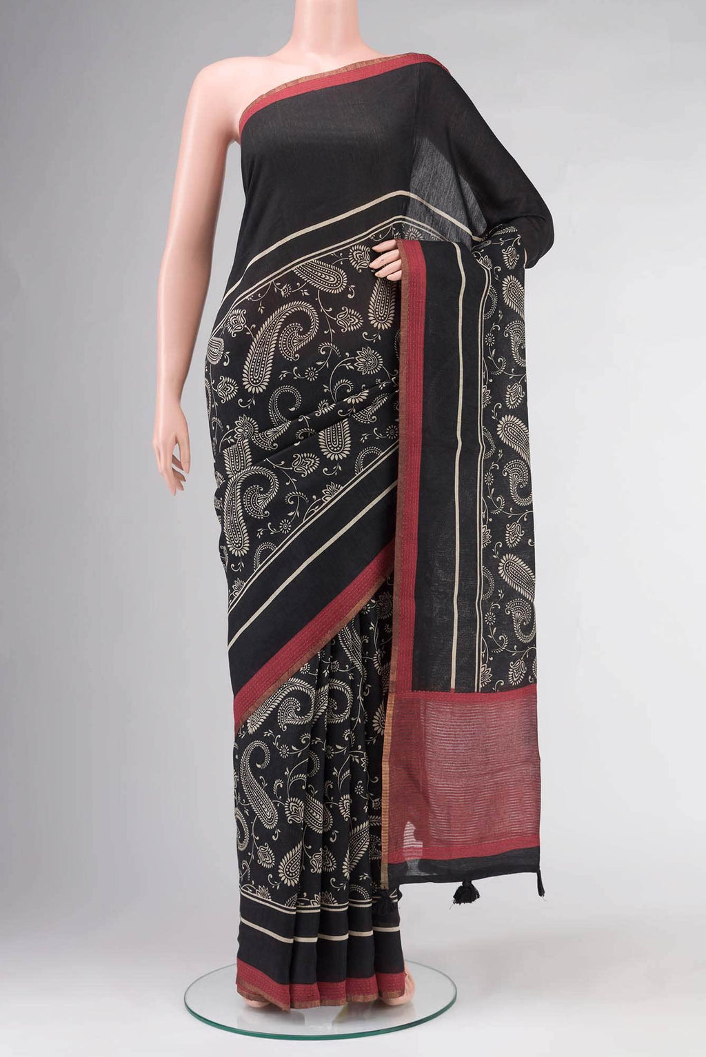 Black Bhagalpuri Tussar Silk Saree