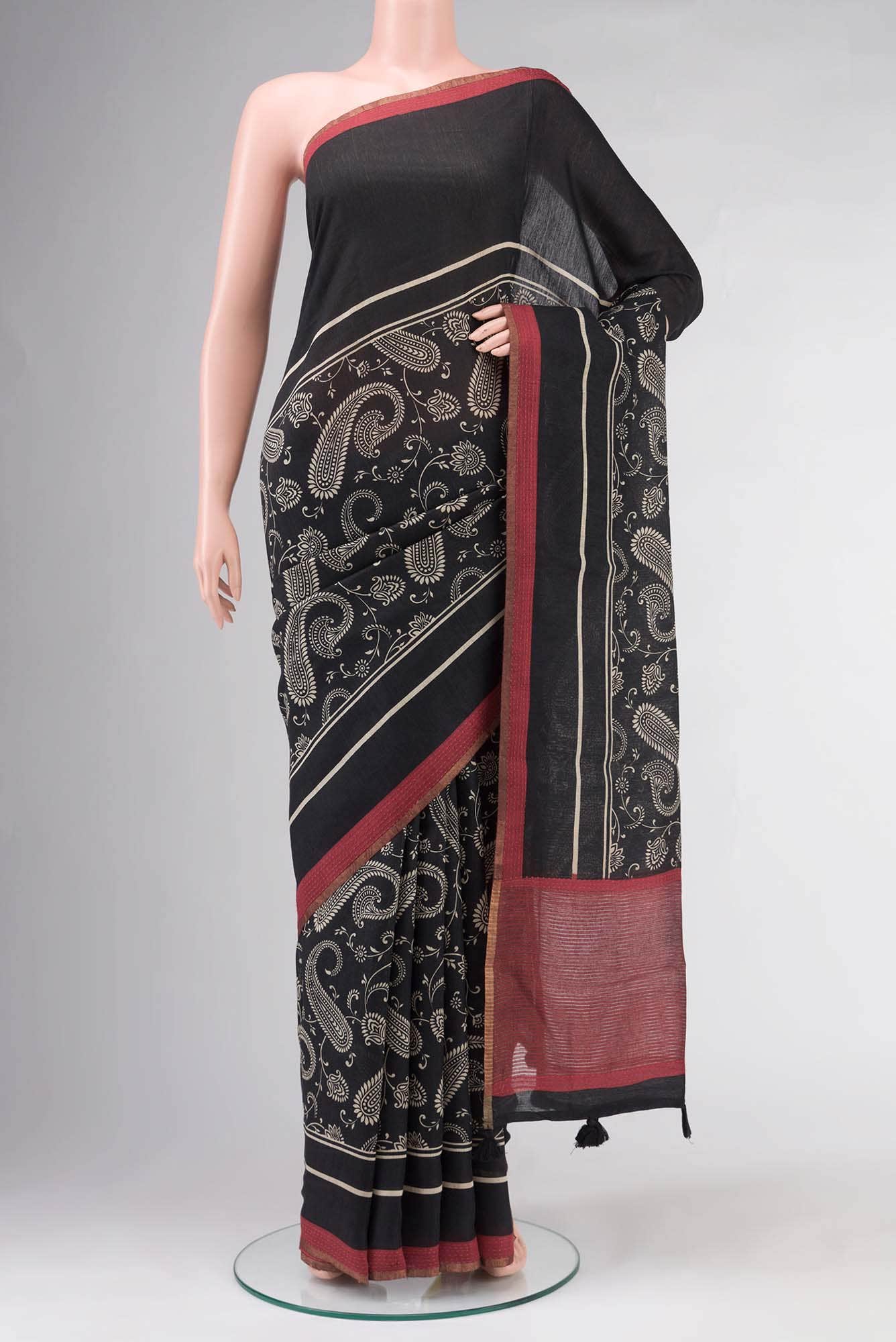 Black Bhagalpuri Tussar Silk Saree
