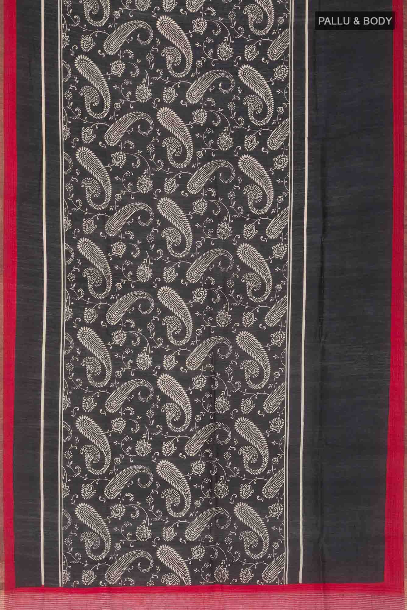 Black Bhagalpuri Tussar Silk Saree