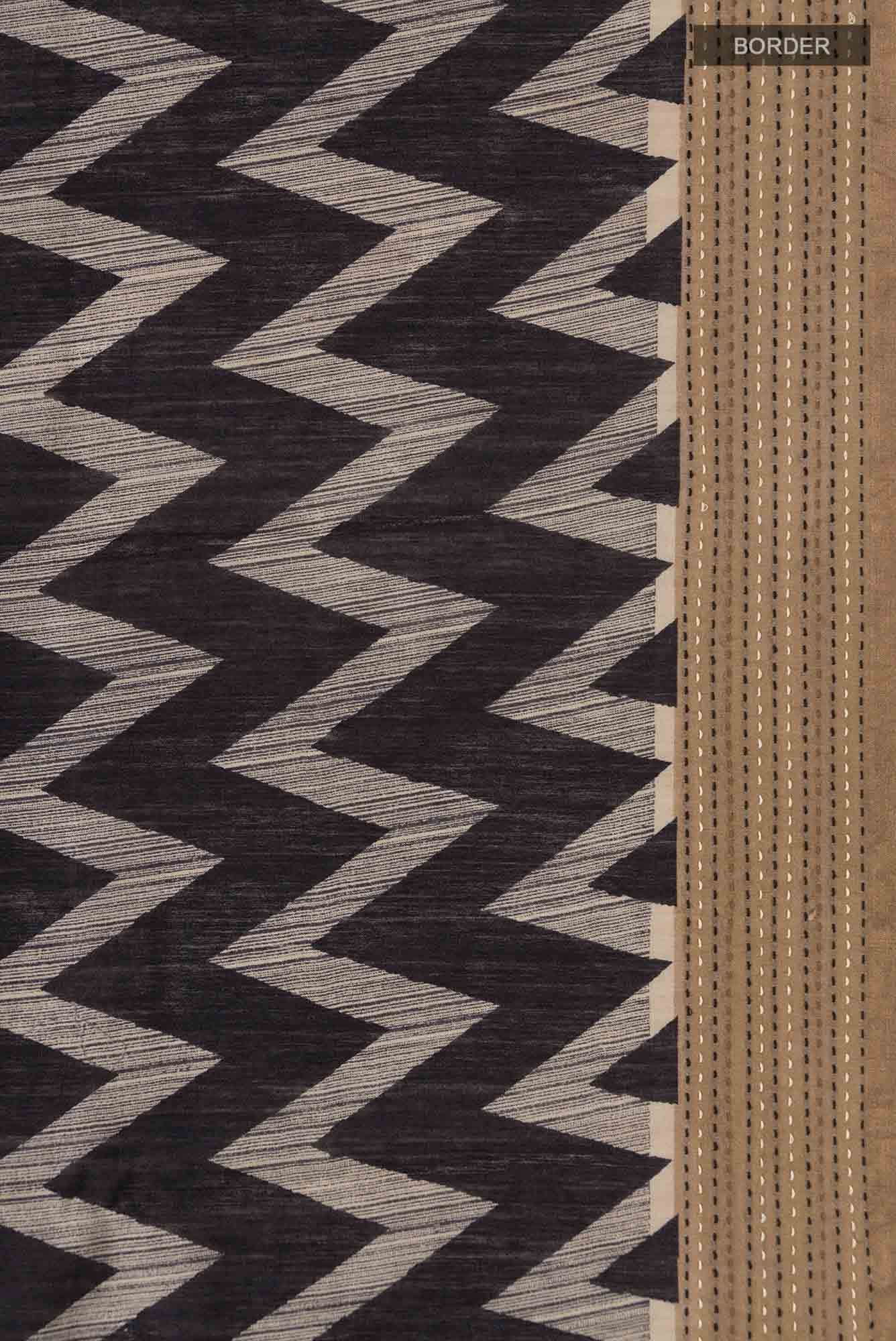 Black Bhagalpuri Tussar Silk Saree