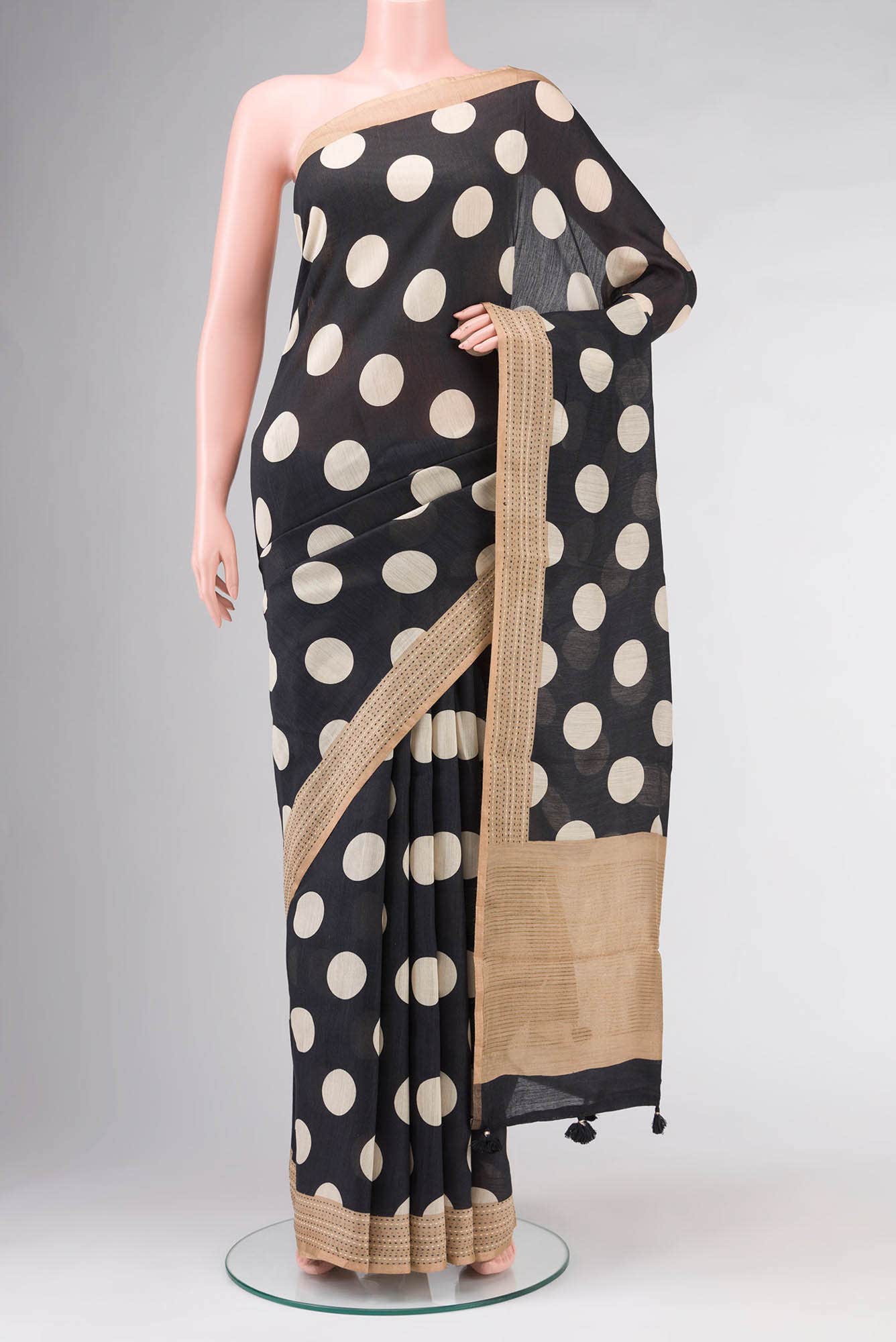 Black Bhagalpuri Tussar Silk Saree