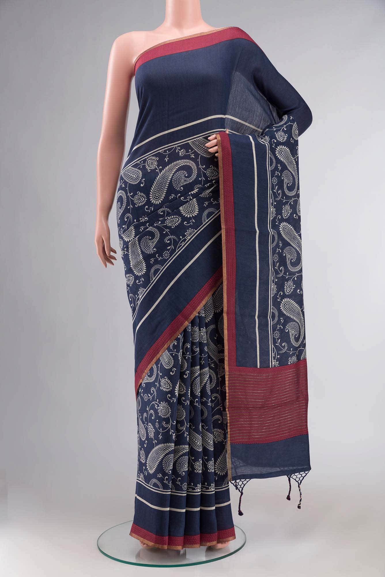 Blue Bhagalpuri Tussar Silk Saree